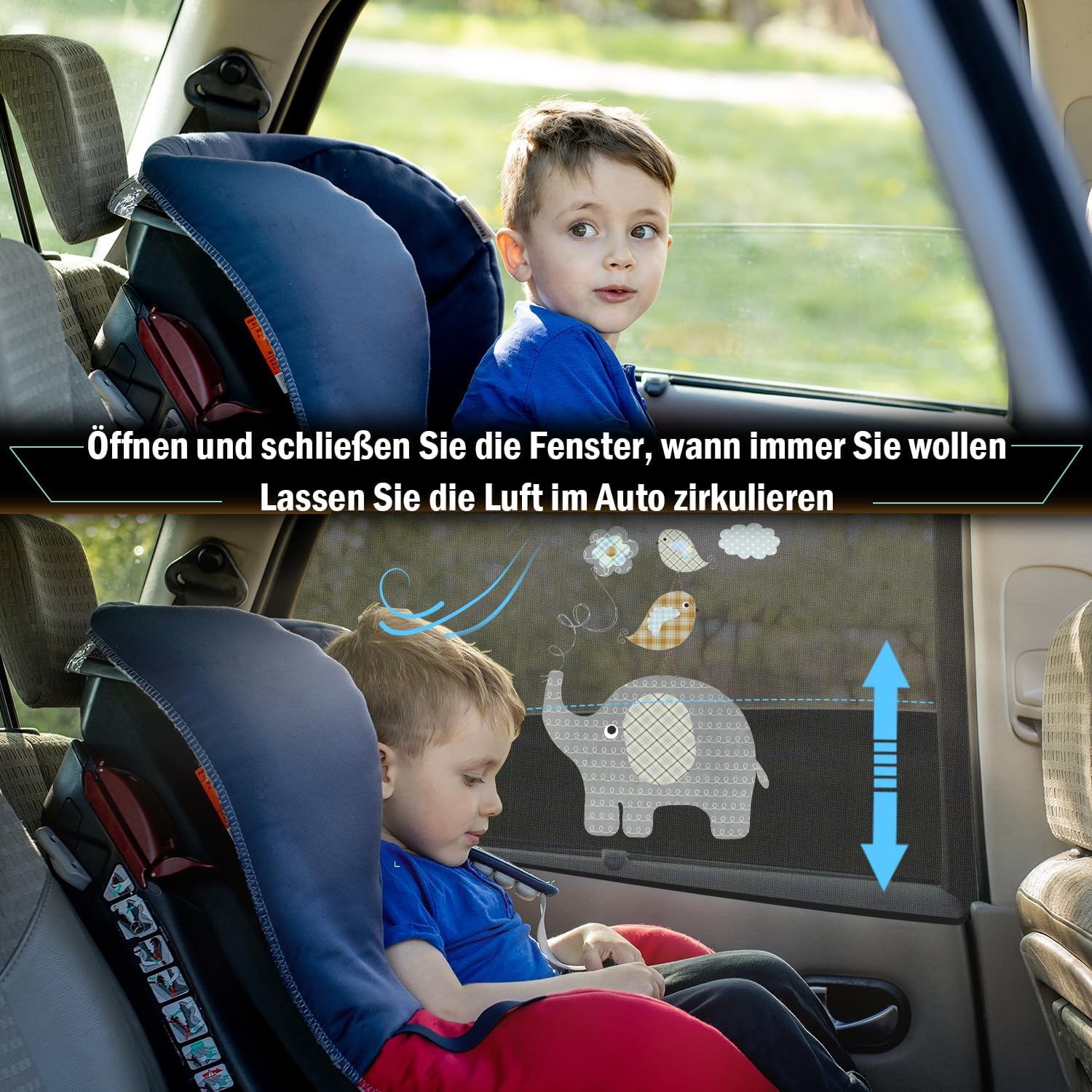 Thumbnail 3 de Asstikoo Auto Sonnenschutz Baby – universal dehnbarer UV-Schutz für Seitenfenster (2 Stück)