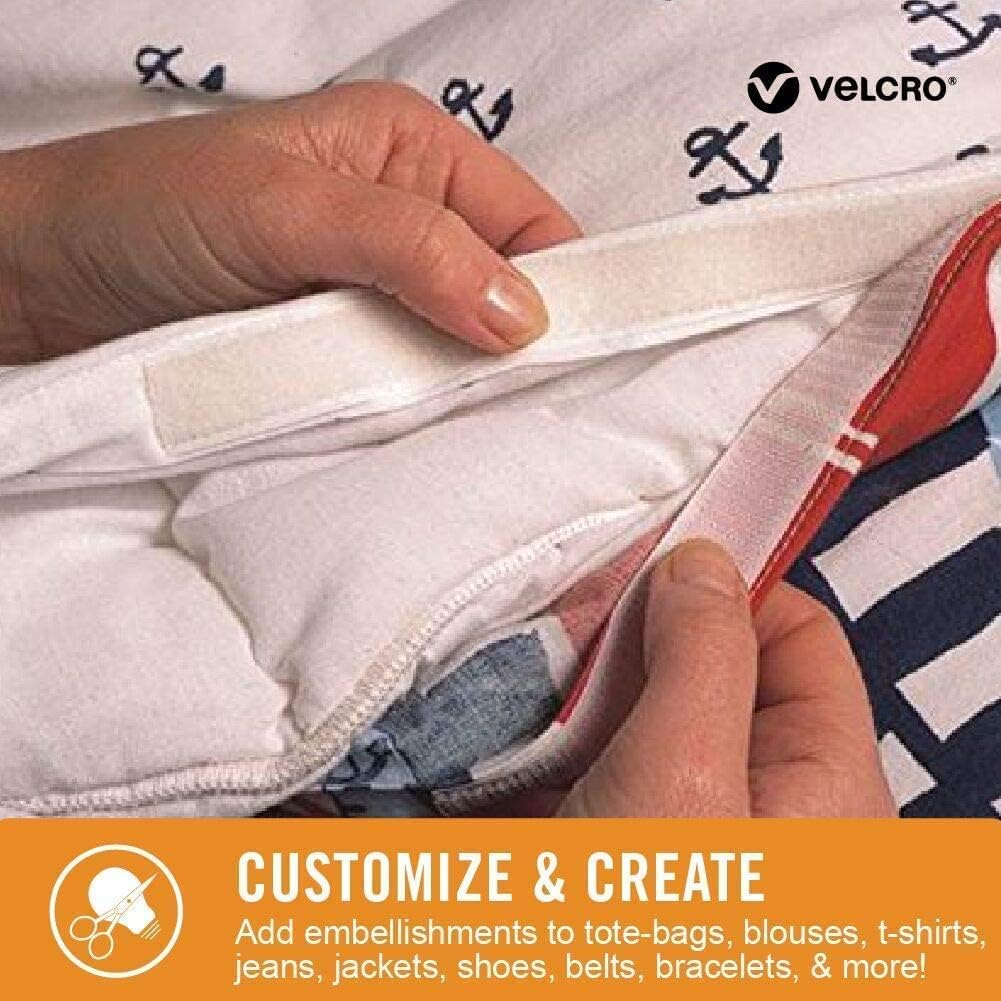 Detalle de VELCRO Brand VEL-30738-AMS Fabric Tape, 10 Ft White Adhesive Roll