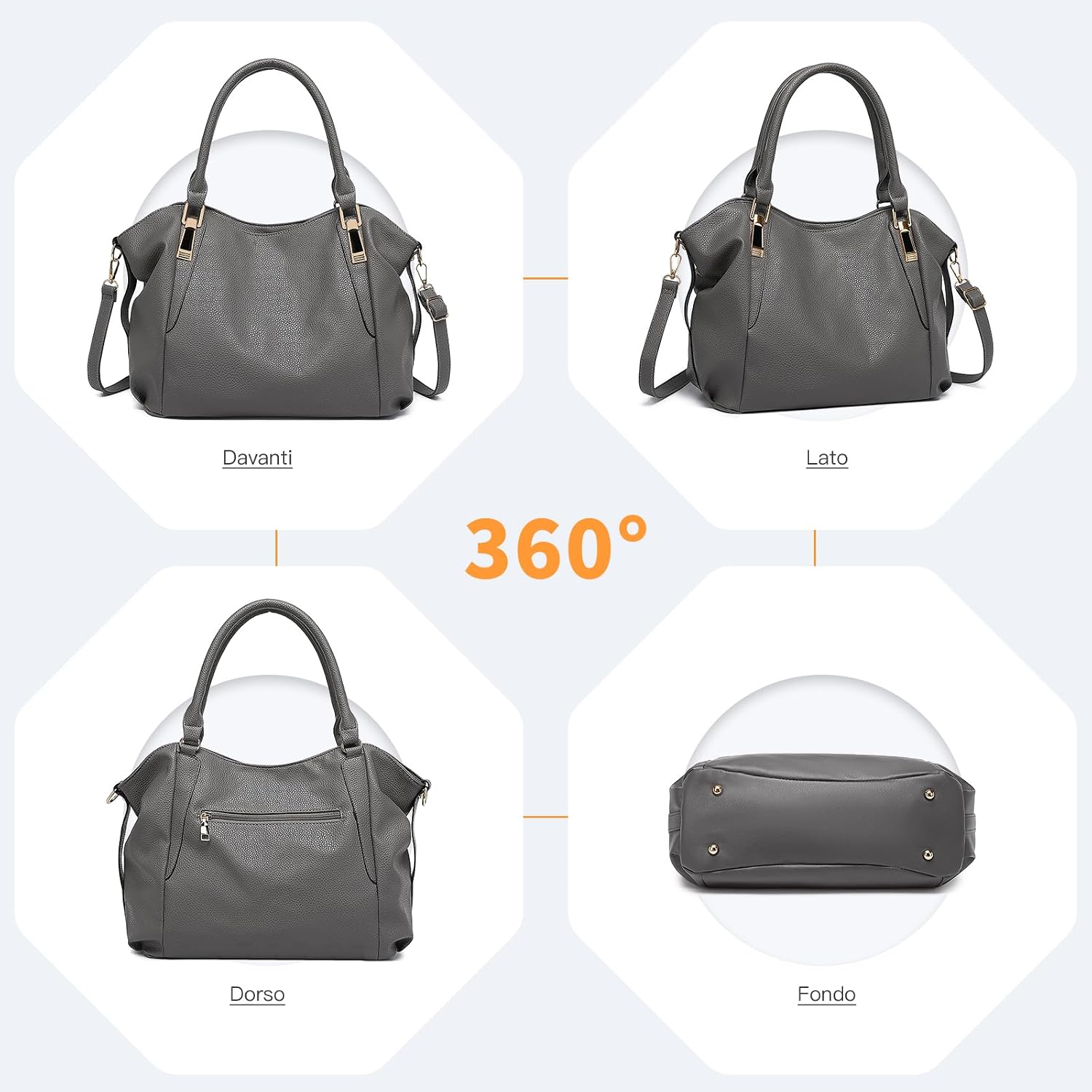 Thumbnail 4 de Miss Lulu Borsa Donna Grande con Tracolla Regolabile: Tote impermeabile in PU per lavoro, scuola e viaggio