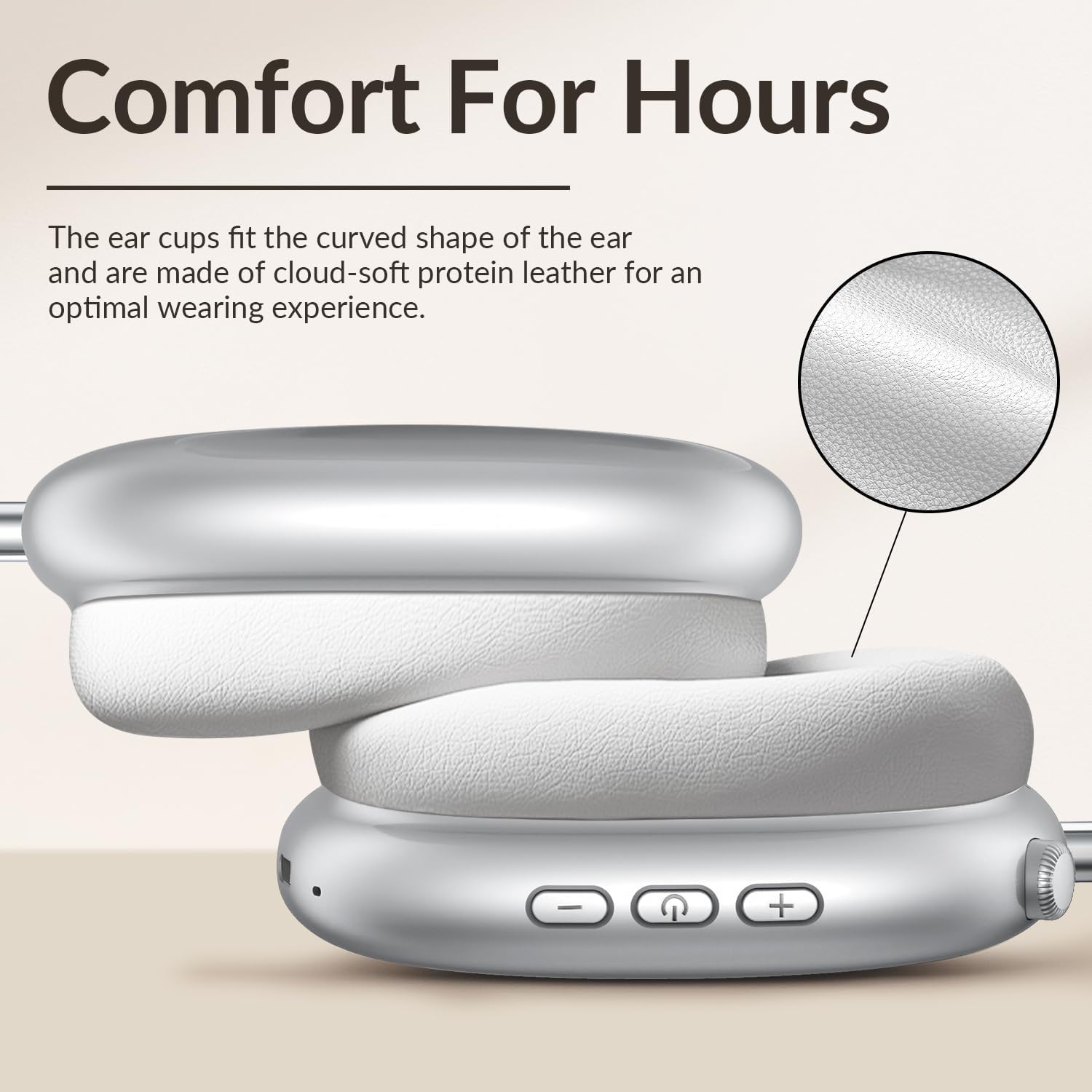 Detalle de Wentronic Y02 Active Noise Cancelling Headphones — Wireless Over‑Ear, 60h Battery, Bluetooth 5.4 (Silver)