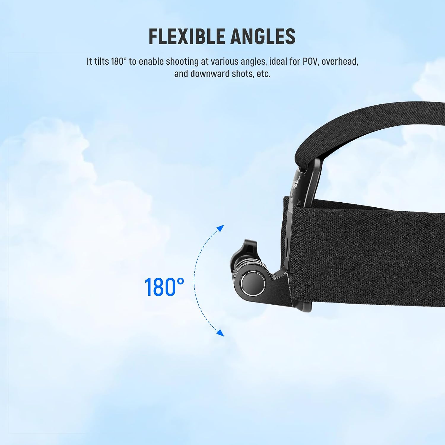 Detalle de Neewer GP-71 adjustable head strap mount for GoPro HERO 13–7 (and earlier) action cameras