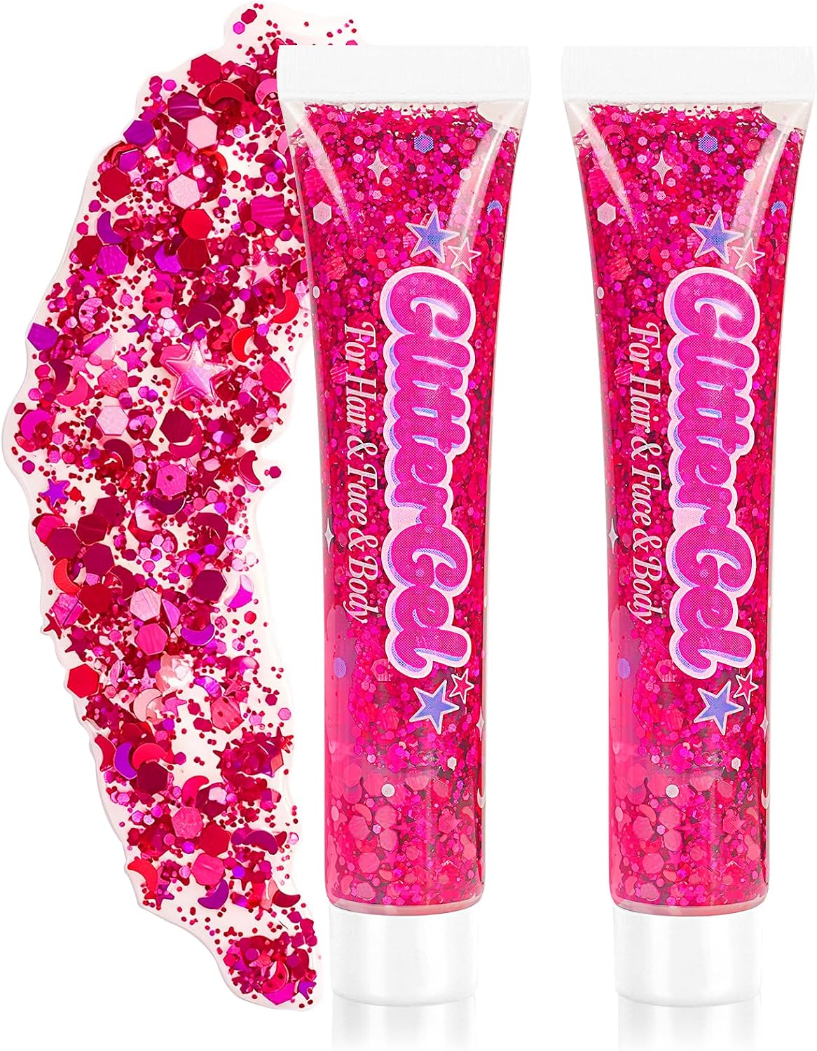 Detalle de Bwhrmt Green Body & Face Glitter Gel, 18 ml x 2, Self-Adhesive Holographic