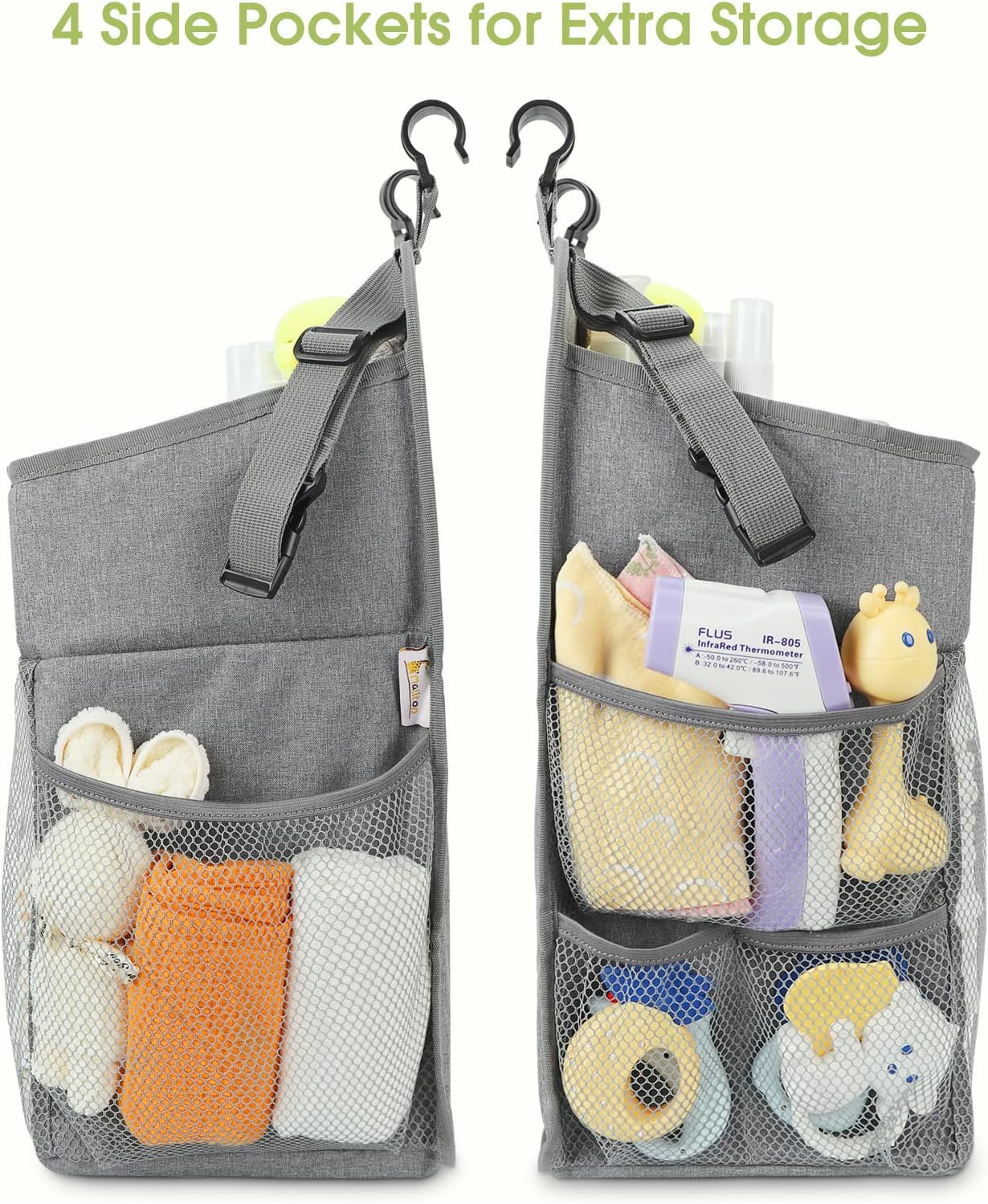 Thumbnail 5 de Maliton HDB003-GREY Hanging Diaper Organizer, 2-Tier with 4 Mesh Pockets
