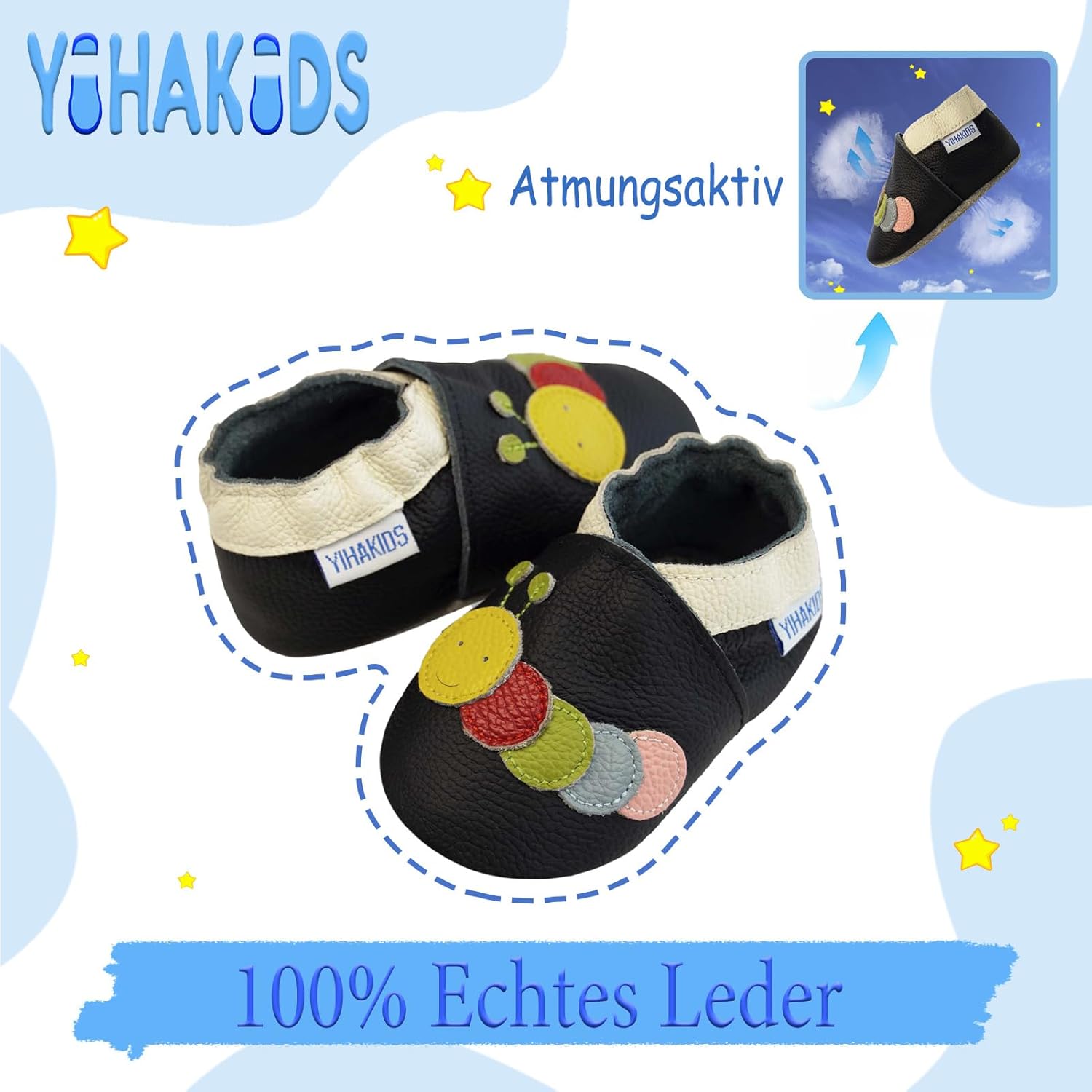 Thumbnail 1 de YIHAKIDS Krabbelschuhe aus Leder für Babys 0–3 Jahre – flexible Lauflernschuhe mit rutschfester Sohle