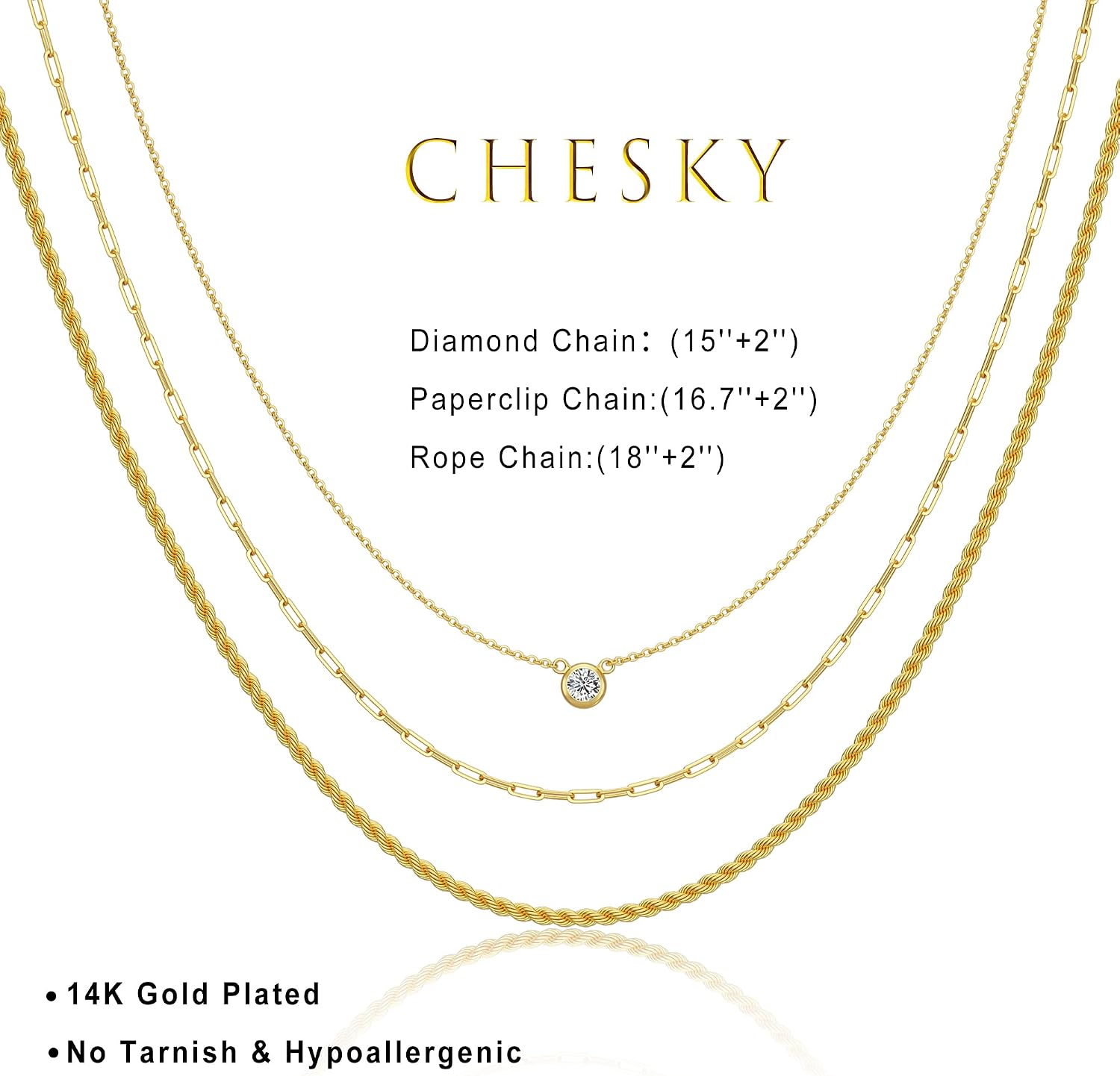 Detalle 1 de CHESKY Layered Chain Necklace, 14K Gold-Plated Brass