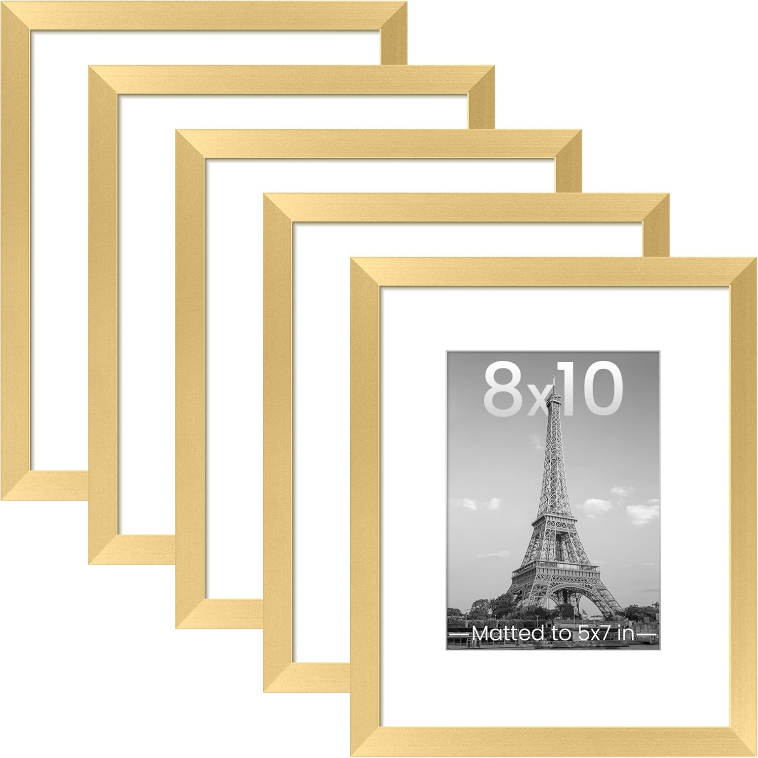 Detalle de upsimples XUP01034 Gold Picture Frames, Set of 5, 8x10 with 5x7 Mats