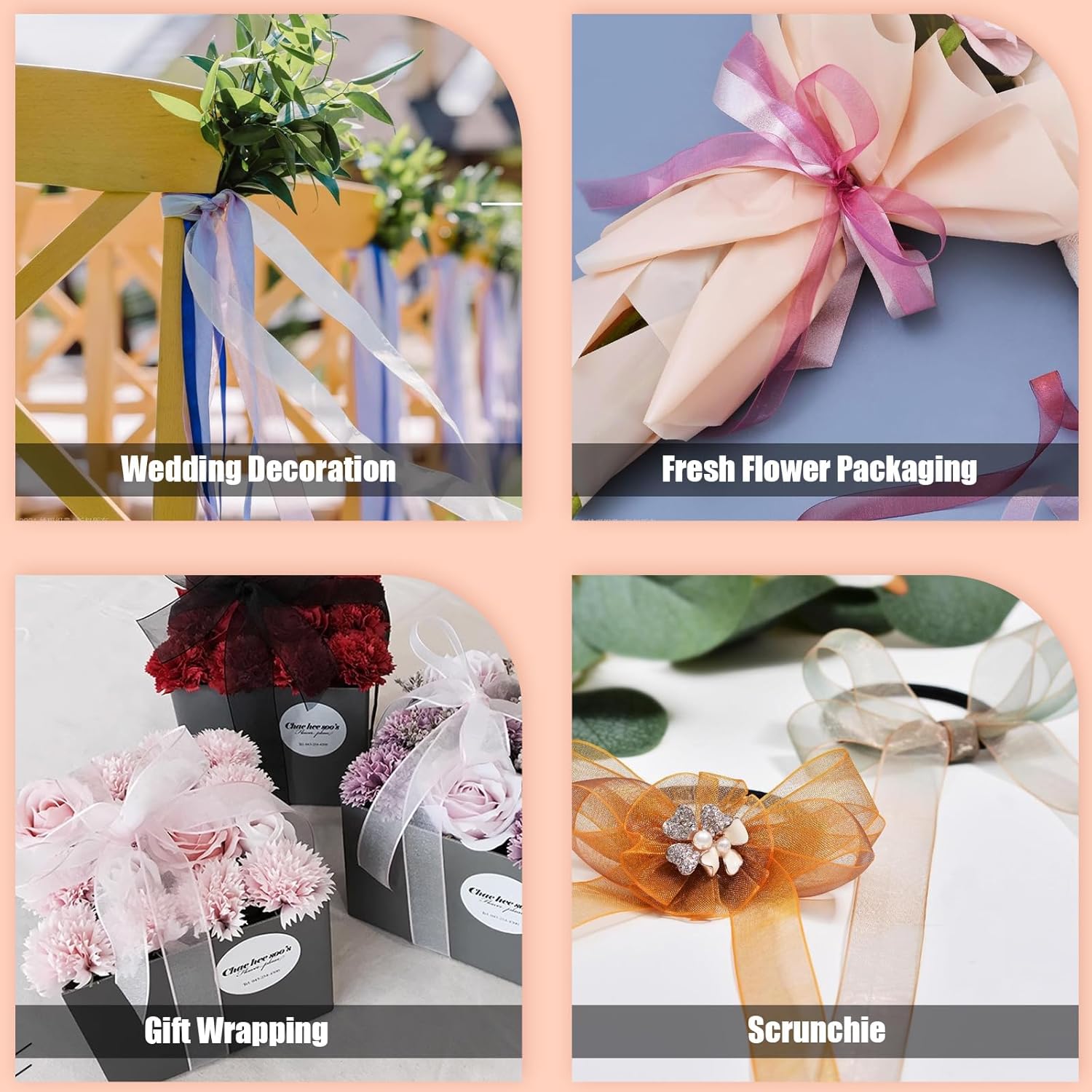 Thumbnail 6 de Tanstic Organza-Band Blau 2 Stück, 25 Yards je 1 Zoll – Transparentes Geschenkband für Verpackung und Blumensträuße