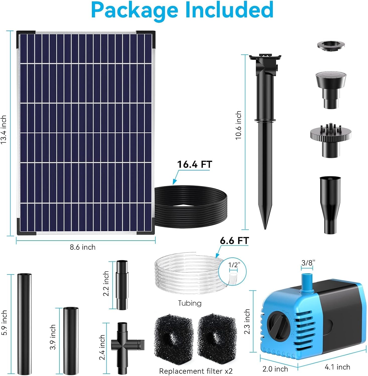 Detalle de POPOSOAP Solar Pond Pump 12W, 600 L/H – Submersible Fountain with Dry-Run Protection