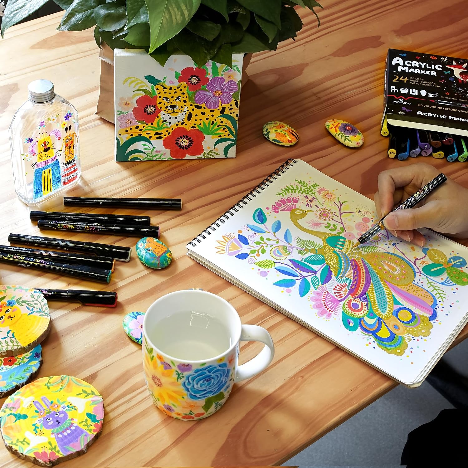 Thumbnail 6 de WINSONS Colouring Pens – 24 Acrylic Paint Pens with Brush Tip (waterproof, non-toxic)