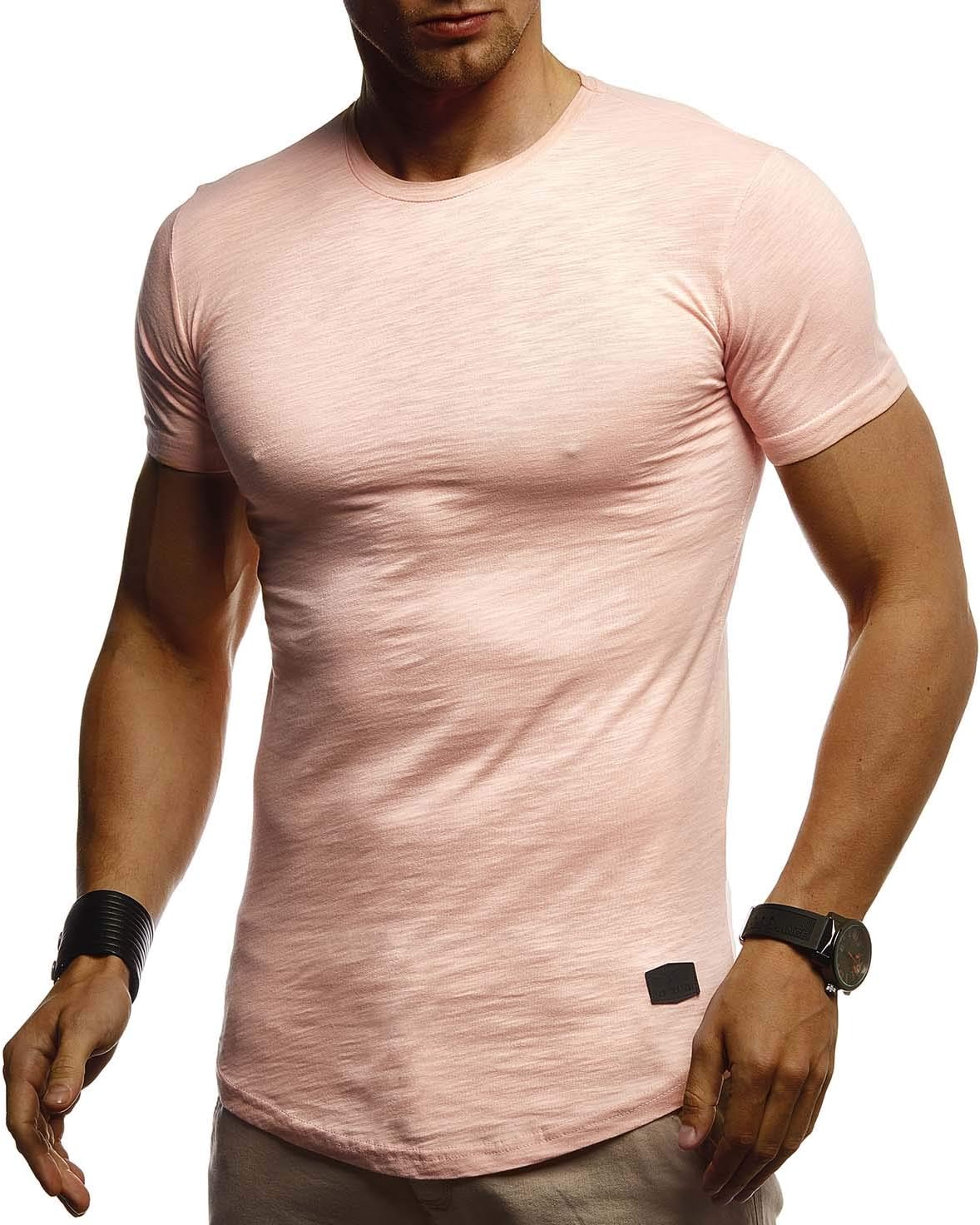 Detalle de Leif Nelson T-Shirt Homme Col Rond LN-8294 — T-shirt en pur coton, coupe Regular Fit