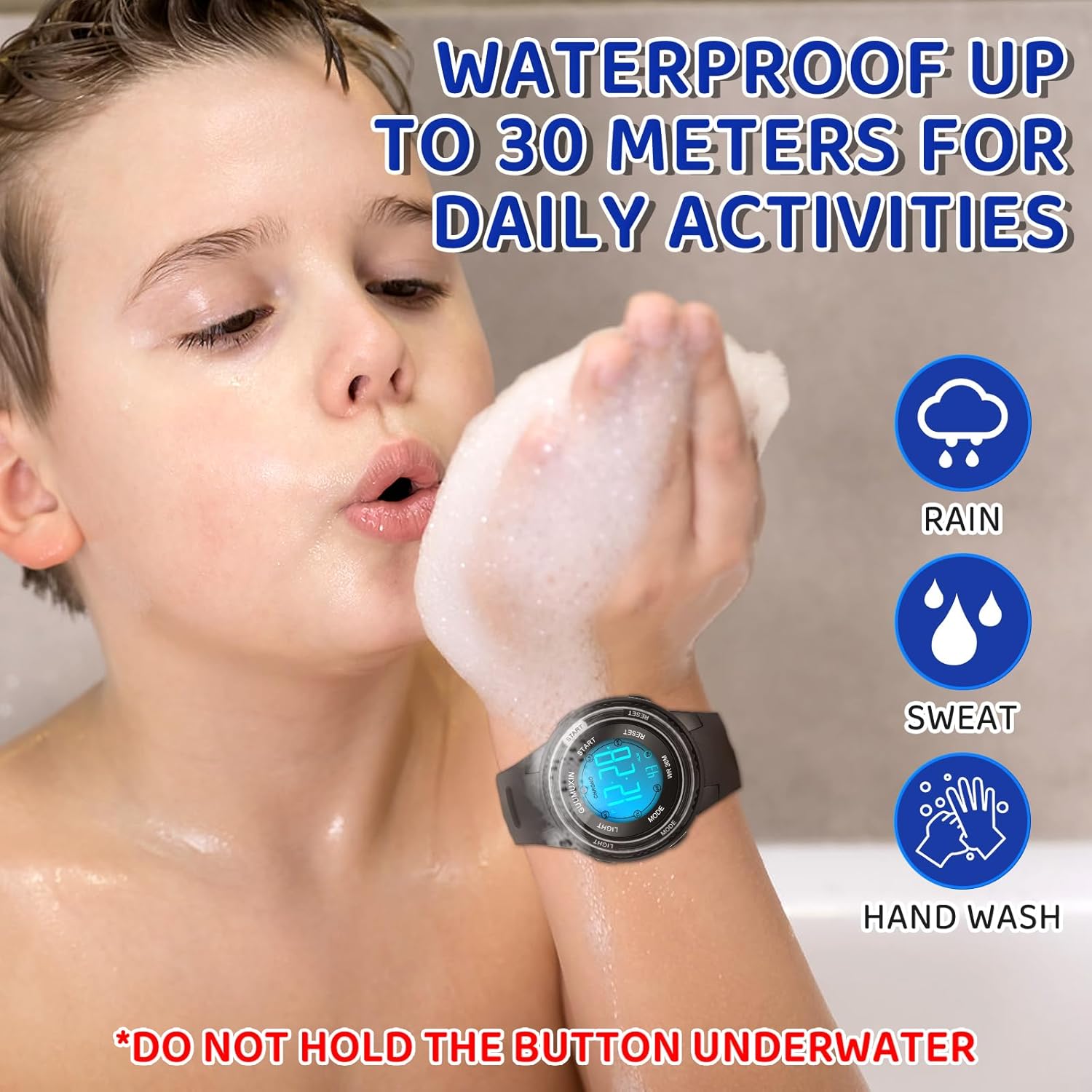 Thumbnail 2 de GUUMUXIN Montre numérique sport enfants 7 couleurs, étanche 3 ATM (6-16 ans)