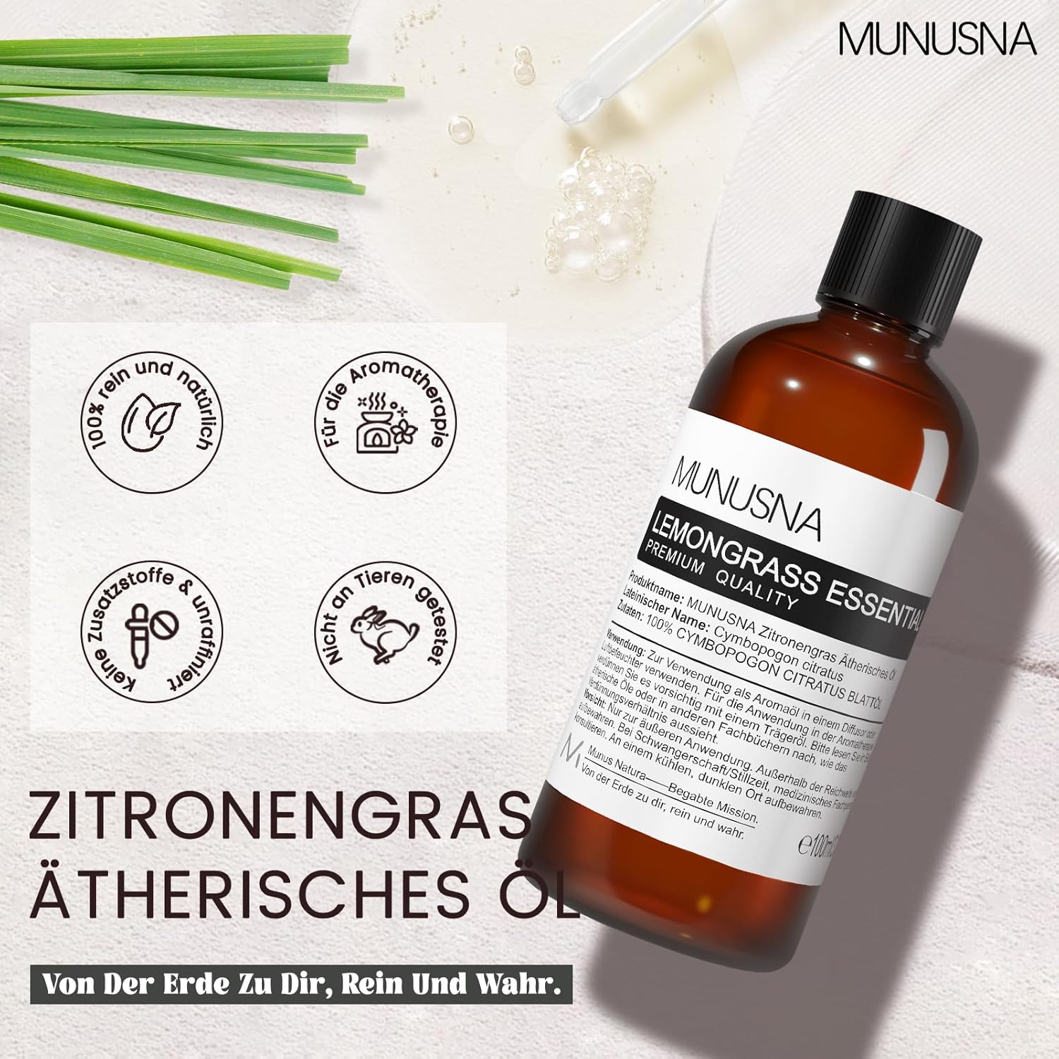 Thumbnail 1 de MUNUSNA Zitronengrasöl (100 ml) – ätherisches Öl für Diffusor, Duftlampe & Anwendungen