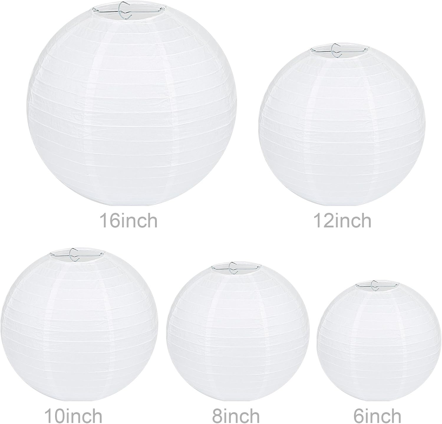 Thumbnail 4 de LIHAO 10-Pack White Round Paper Lanterns, 20 cm diameter