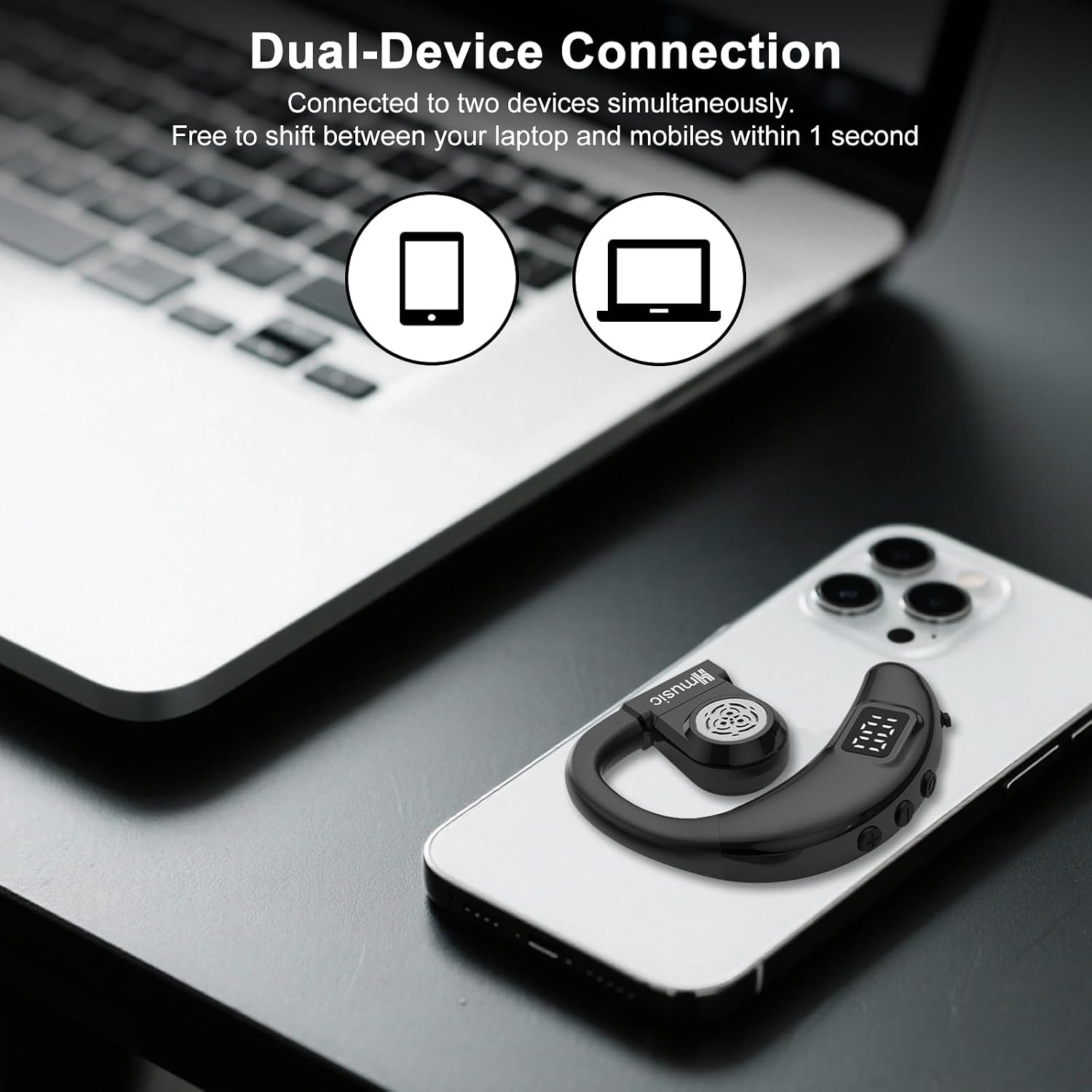 Detalle 2 de Hmusic Auriculares Bluetooth V5.4 20 horas