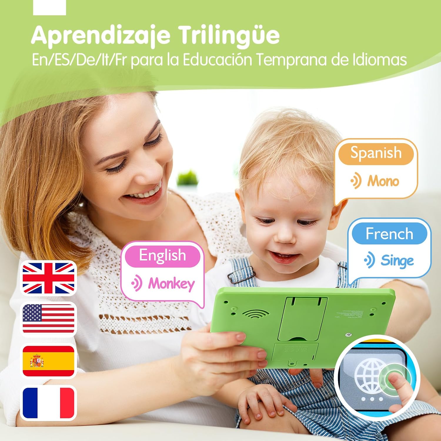 Detalle 2 de Hahaland Tablet infantil educativa 5 idiomas