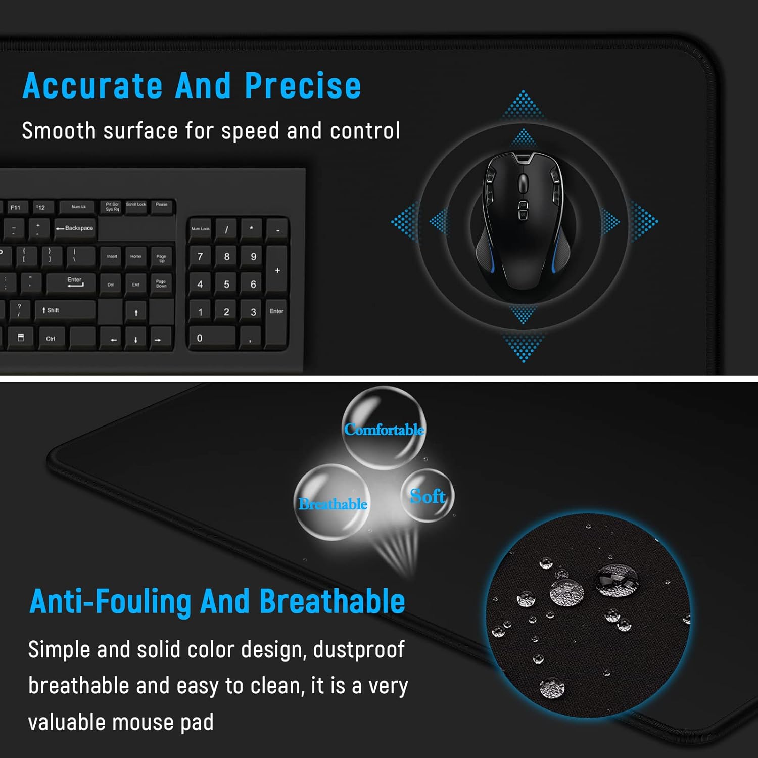 Thumbnail 6 de JIALONG Large Mouse Mat XXL 900x400mm Black gaming mouse pad for PC and laptop