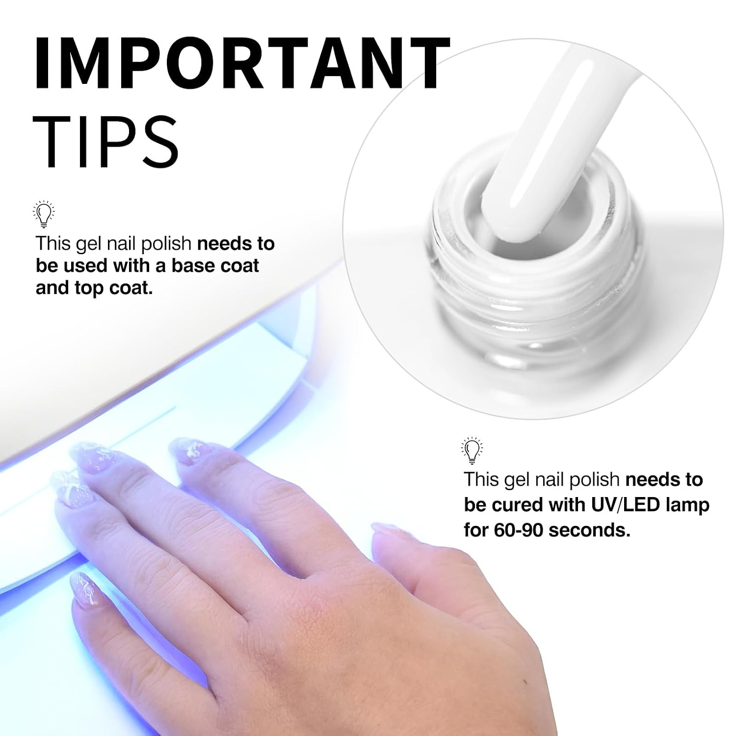 Detalle 2 de CANNI White Gel Polish Pure White, UV/LED