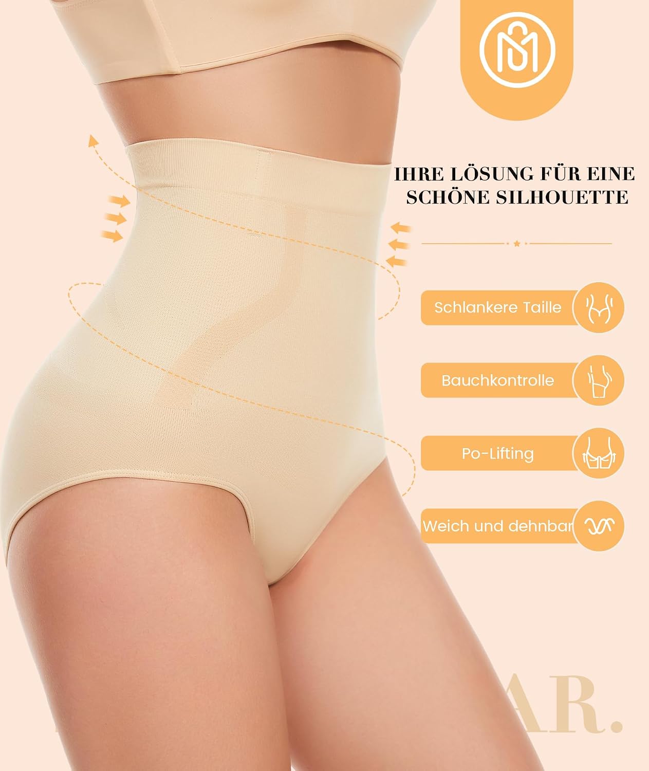 Detalle de SIMIYA Shapewear Damen Bauchweg Unterhose – Figurformende Miederhose mit 4 Stäben