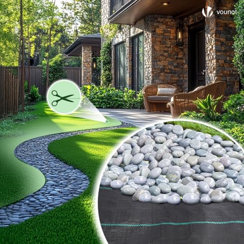 Detalle 2 de VOUNOT Malla Antihierbas con 50 Clavijas de Jardín, Geotextil 2 m x 25 m, 100 g/m², UV Estabilizada