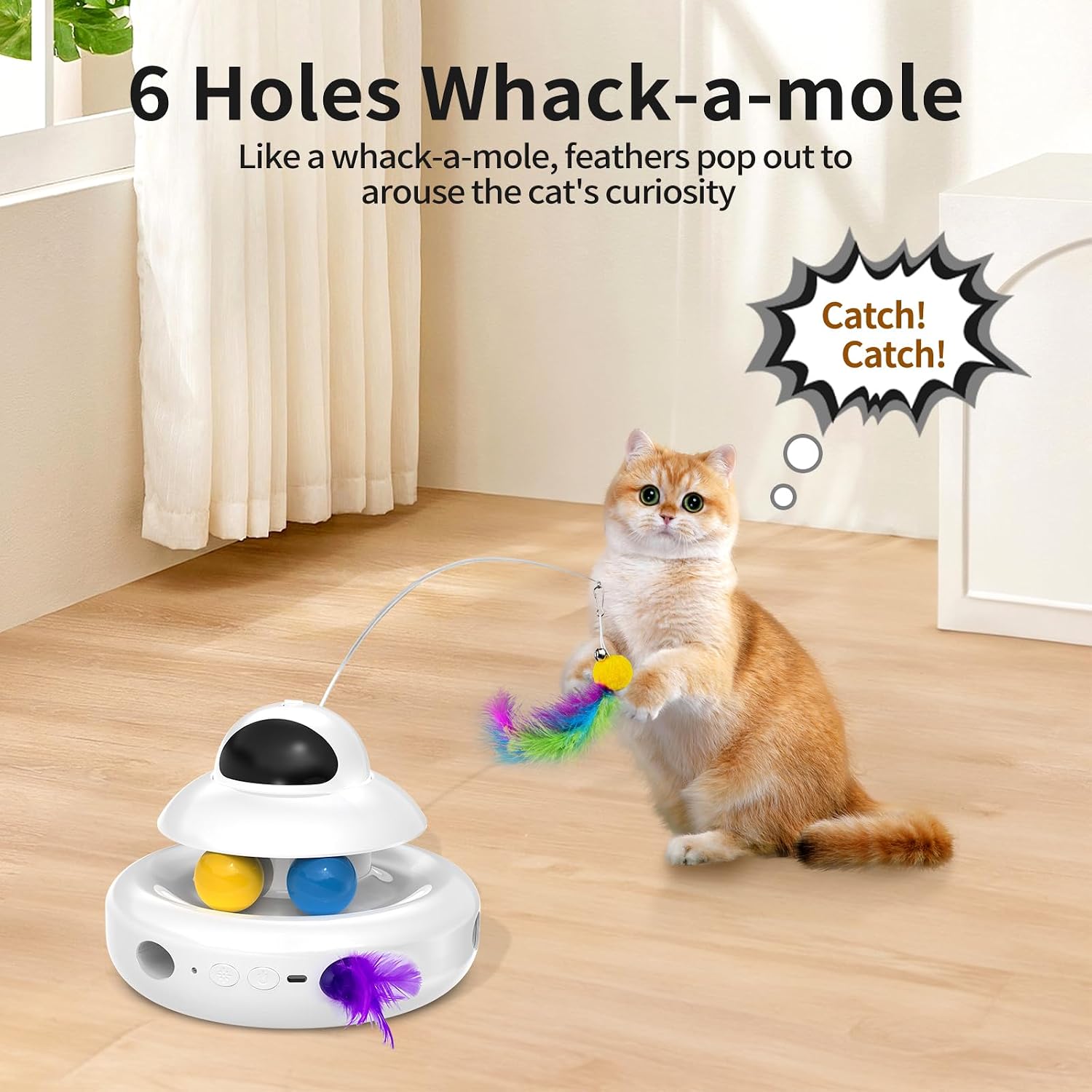 Detalle 2 de MOHAYA MHY88 4-in-1 Interactive Cat Toy with Laser, Butterfly and Track Balls