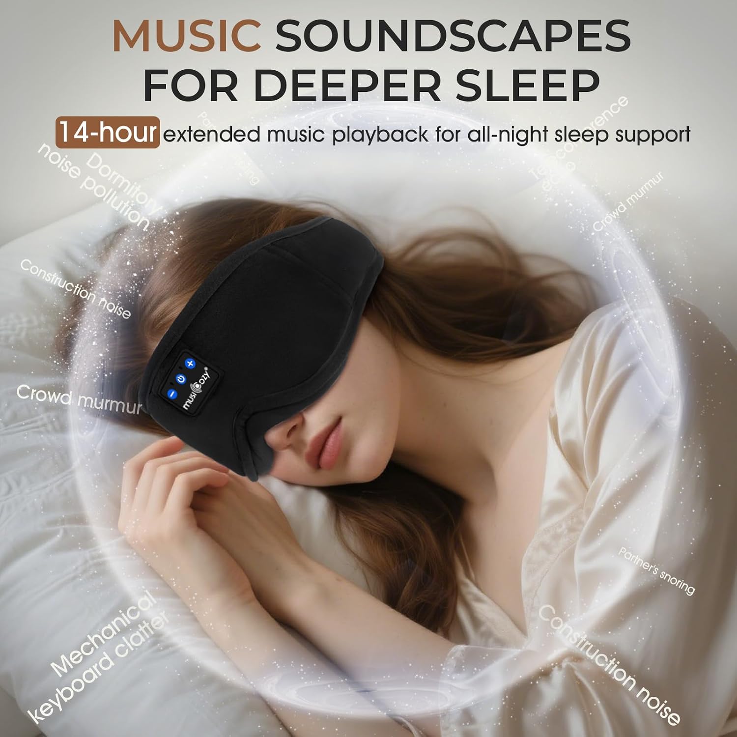 Detalle 2 de MUSICOZY Sleep mask Headphones 14H Bluetooth