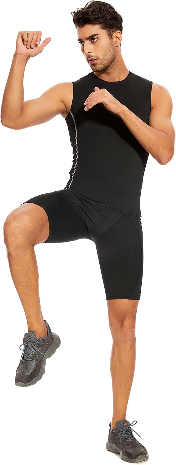 Thumbnail 4 de AMZSPORT Canotta Compression da Uomo - Base Layer Senza Maniche con Asciugatura Rapida