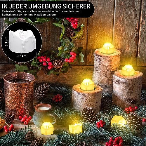 Detalle de daphomeu LED Teelichter, 14er Set – flackernde Kerzen ohne Flamme, Ø 3,6 cm x H 3,2 cm