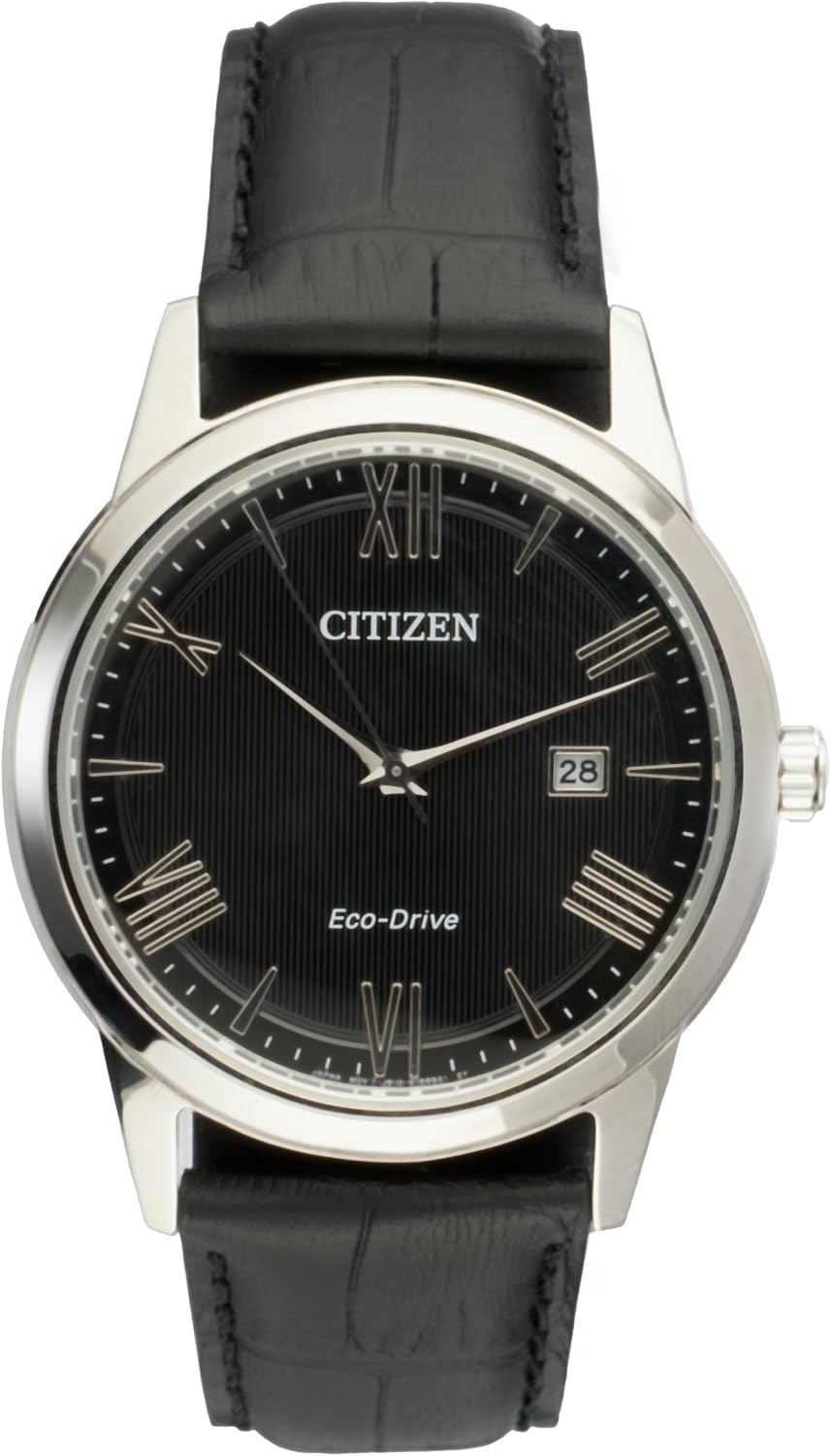 Detalle de Citizen Leather AW1231-07E Montre-Bracelet pour hommes : élégance Eco Drive