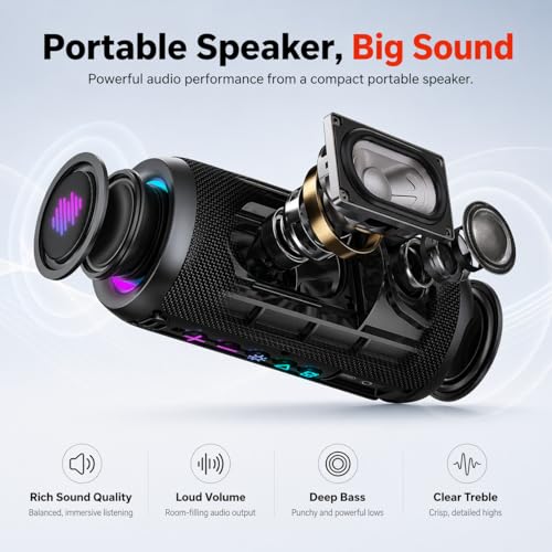 Detalle de TIMU Cassa Bluetooth Portatile 25W con Bassi Potenti — Suono potente, design robusto e autonomia fino a 24 ore