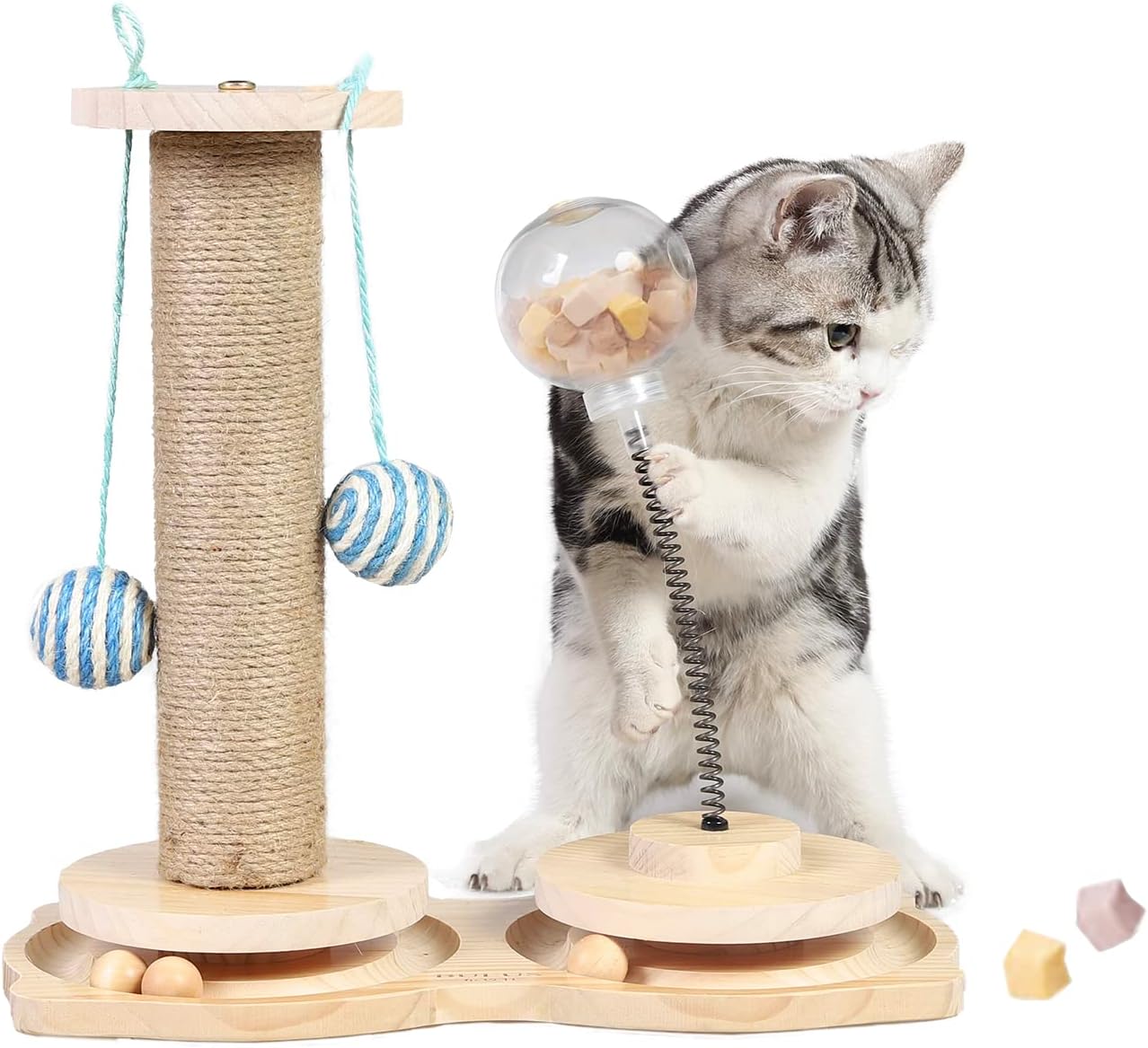 Thumbnail 6 de Marchul 4 in1 Interactive Cat Toy: Natural Sisal Scratcher, Feeder & Roller Track Ball