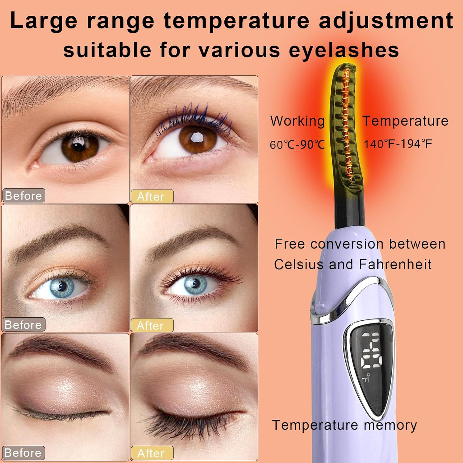 Thumbnail 2 de Tehoi S600 beheizte Wimpernzange mit LED-Temperatursteuerung (Purple+Silver)