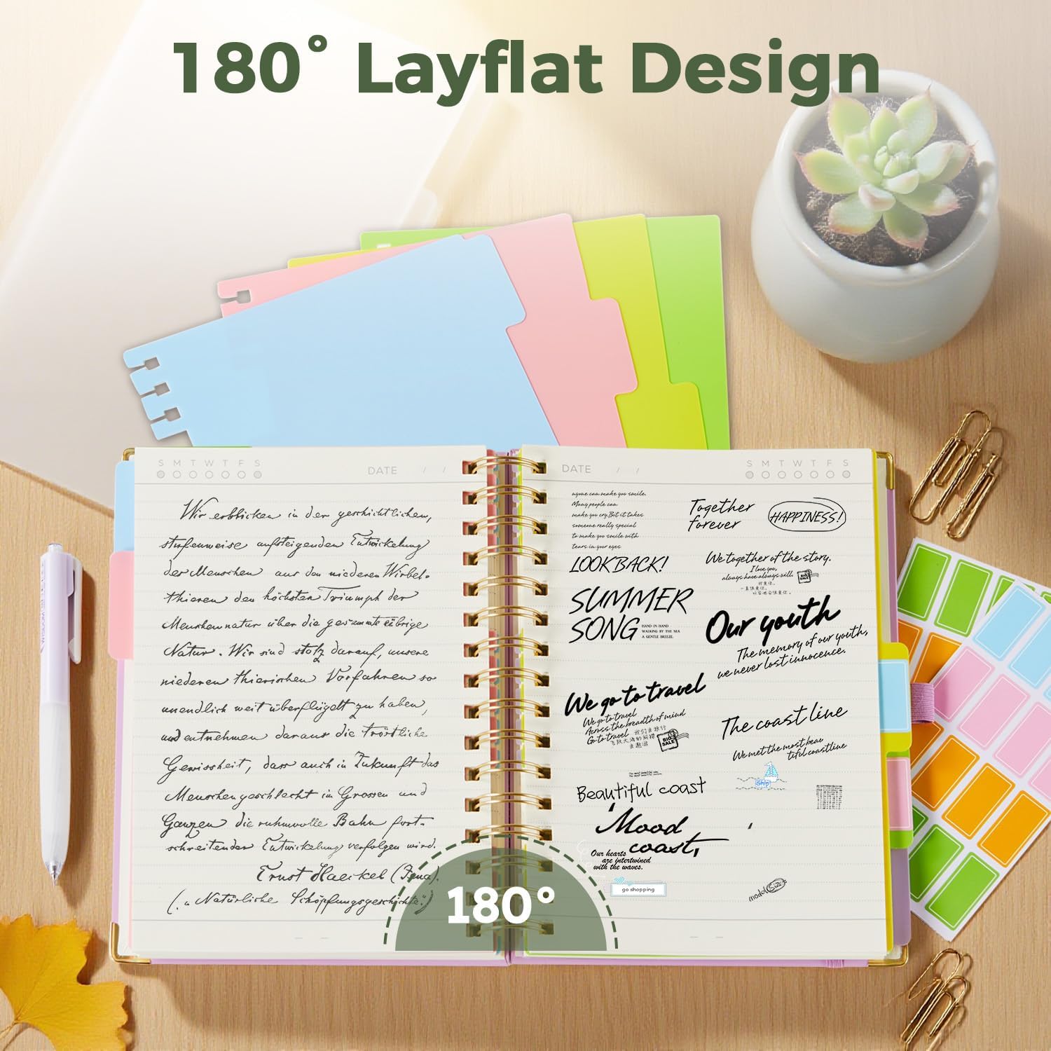 Thumbnail 1 de ROBCURSE A5 Spiral Notebook With Dividers, 5 Subject 300 Pages (100gsm) – A Practical Companion for Notes and Diaries