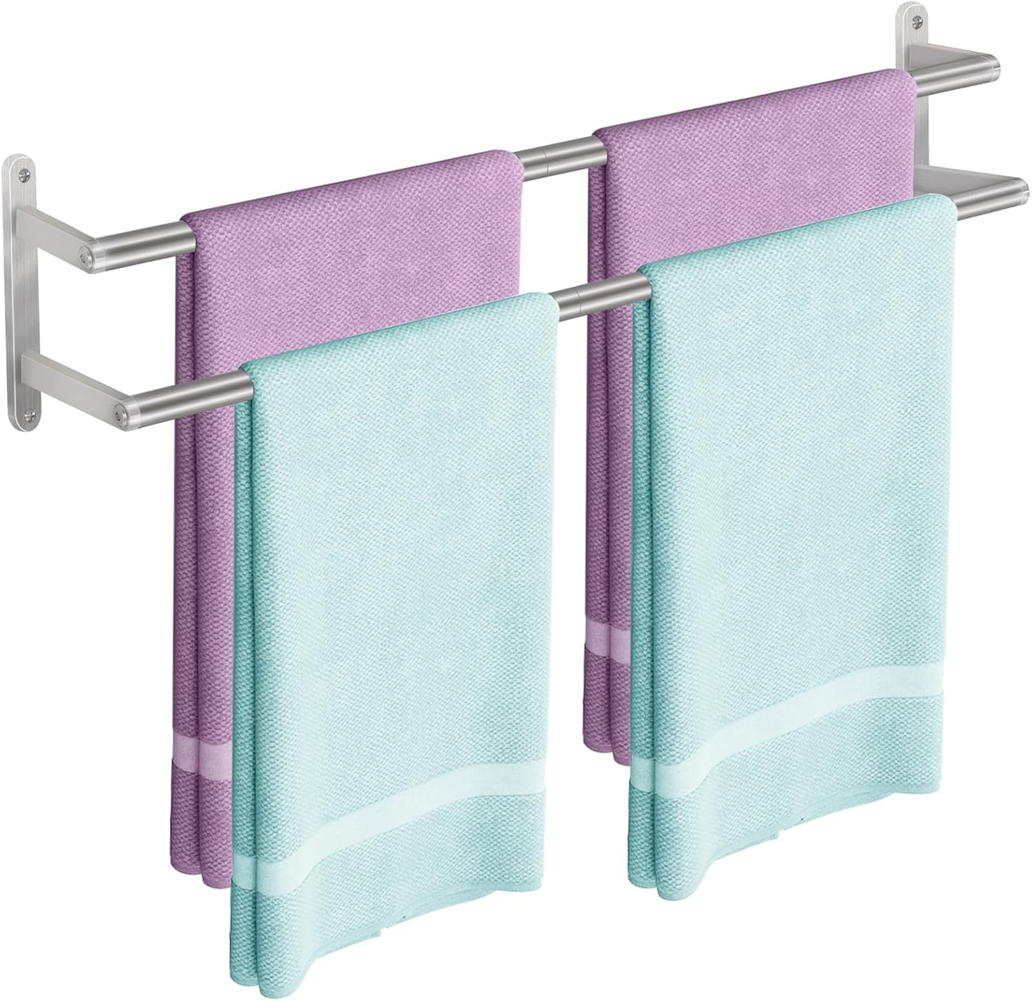Detalle de JIAPAIDUO Double Towel Rail Wall Mounted, 80cm – Brushed Nickel Stainless Steel