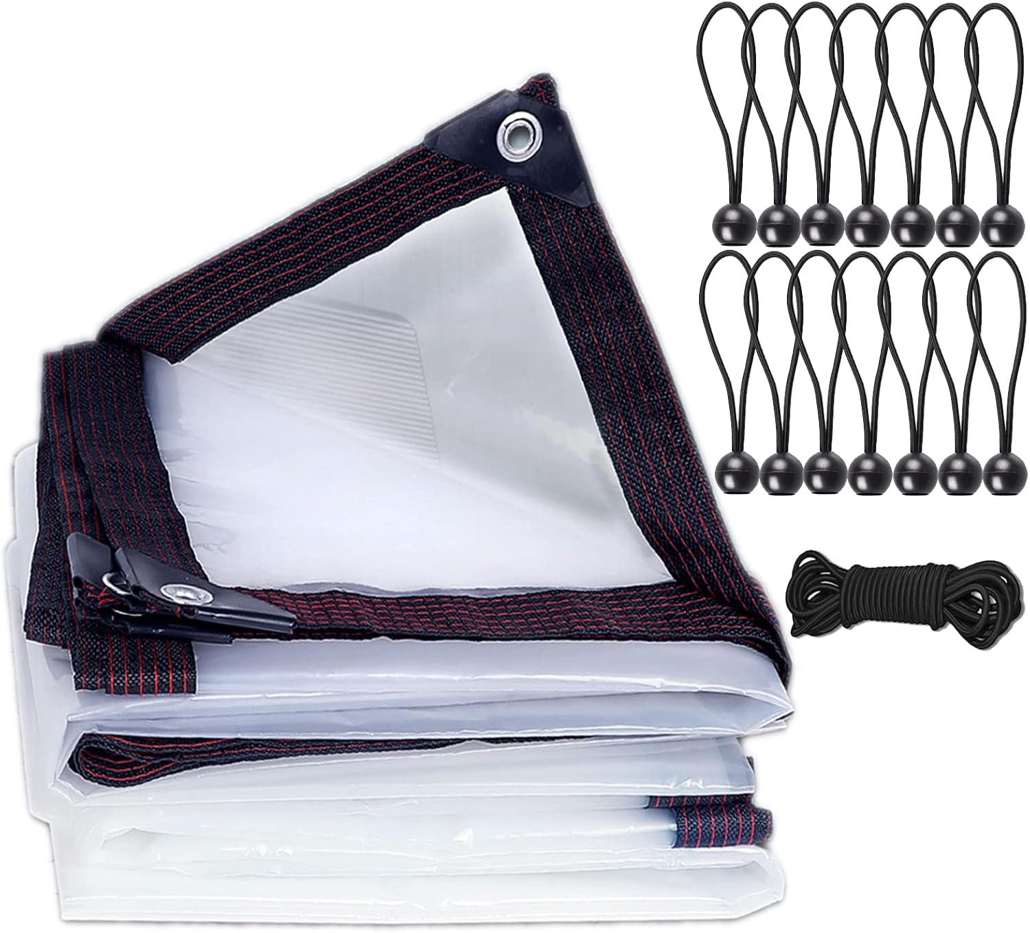 Detalle de 2x5m wasserdicht transparente Plane mit Ösen – Abdeckplane / Tarp mit Planenspanner-set