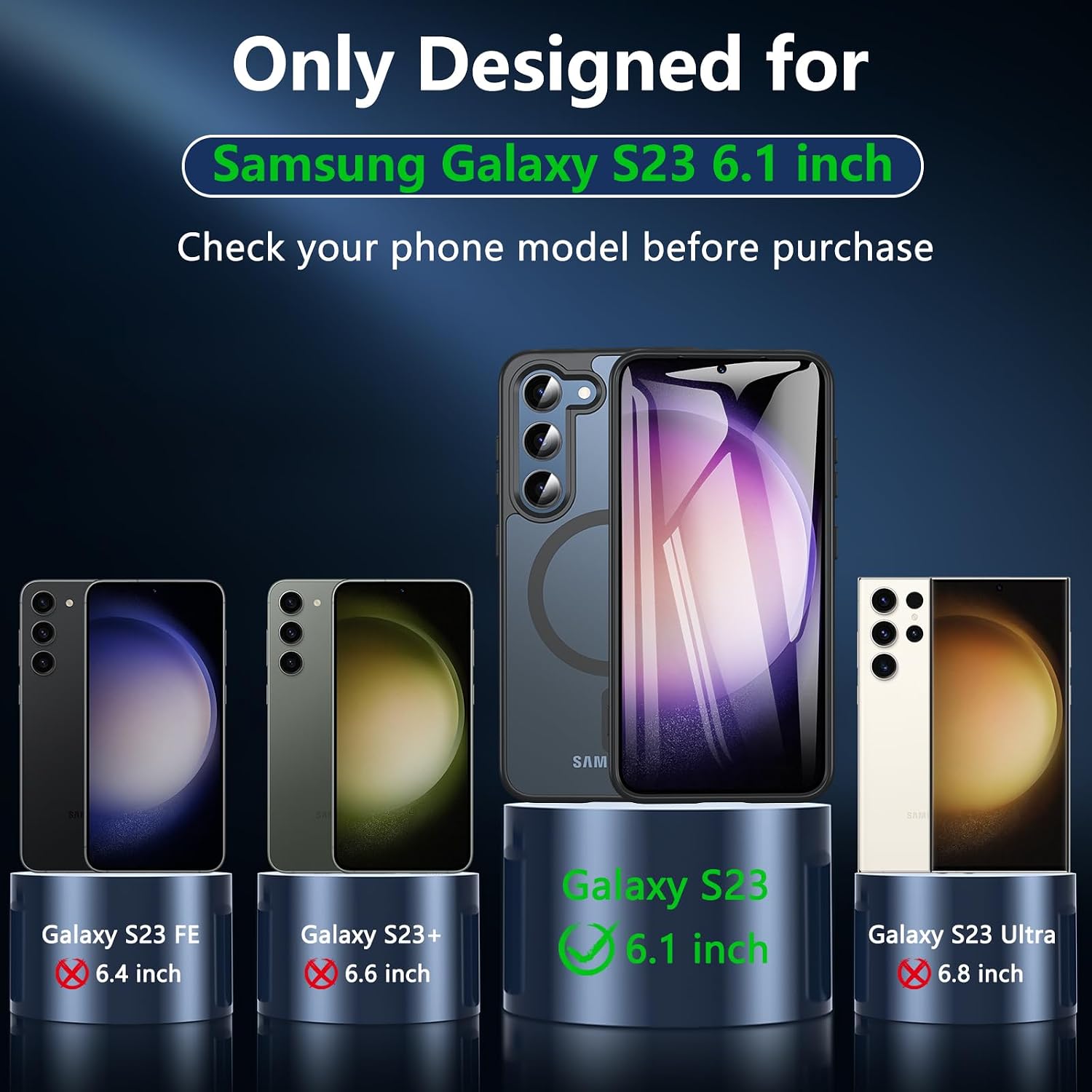 Detalle 2 de Magnetische Hülle für Samsung Galaxy S23 mit Panzerglas-Displayschutz & MagSafe-Design (matt, schwarz)