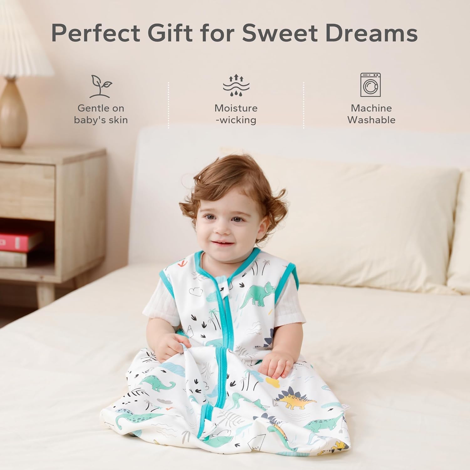 Thumbnail 4 de ZIGJOY 0.5 Tog Baby Sleeping Bag – 100% Cotton, Jurassic Print, 12-24 Months
