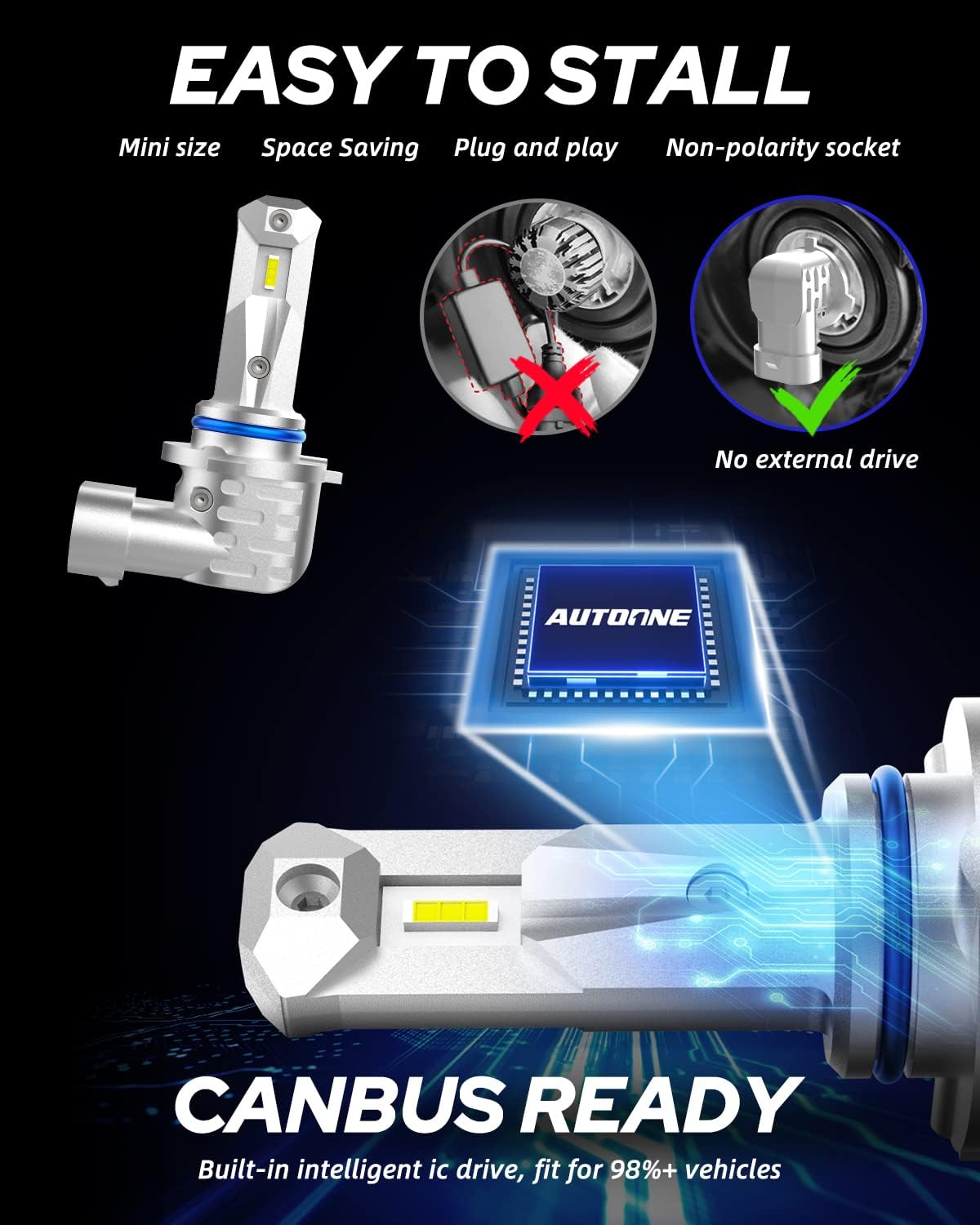 Thumbnail 6 de AUTOONE 2026 Upgraded 9006 Headlight Bulbs (HB4) – 50,000 Lumens, 1000% Brightness, Easy 10-Minute DIY Install
