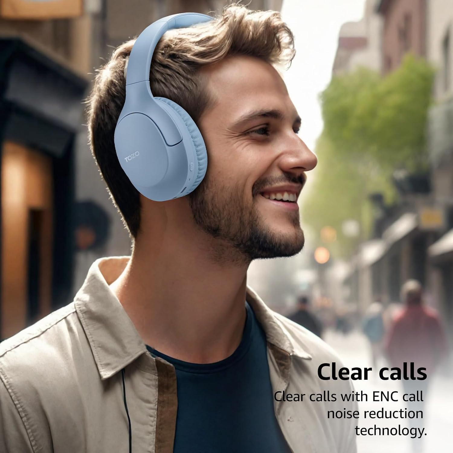 Detalle 2 de TOZO HA1 Over-Ear Kopfhörer – kabellos mit BT 5.4, ENC Noise Cancelling, 70 Std. Akkulaufzeit und faltbarem Design