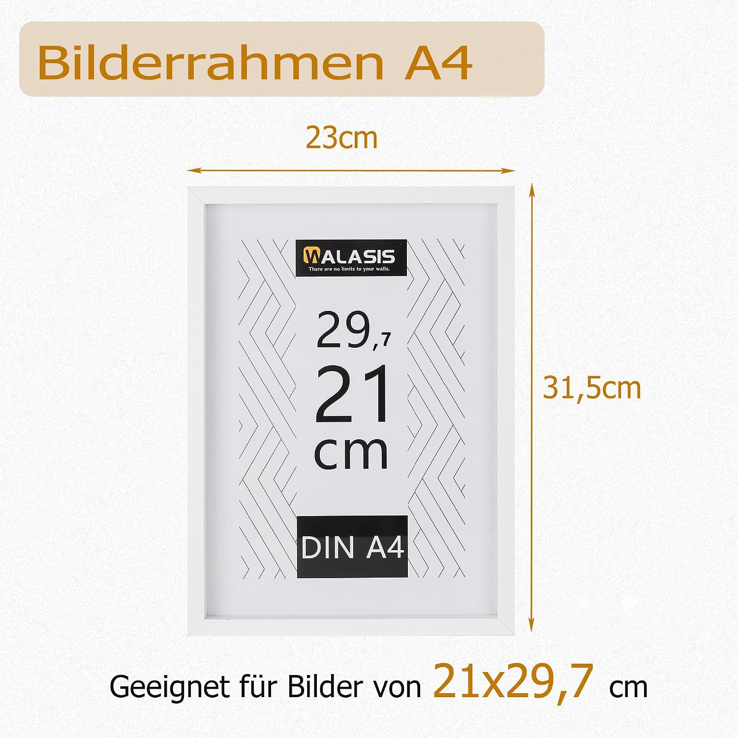 Detalle de Walasis Bilderrahmen A4 Weiß – 3er-Set MDF Holzrahmen (21×29,7 cm) mit Aufhängung