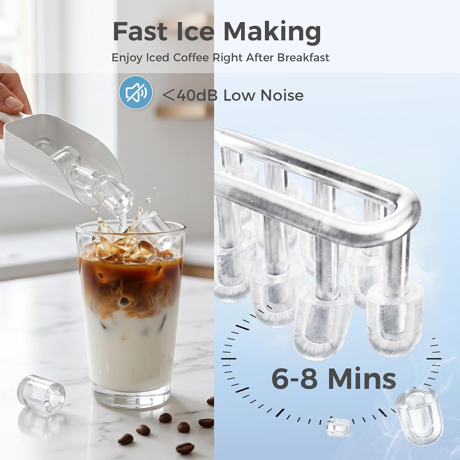 Detalle 1 de KMFurnila Countertop Ice Maker, 26 lb Daily Capacity