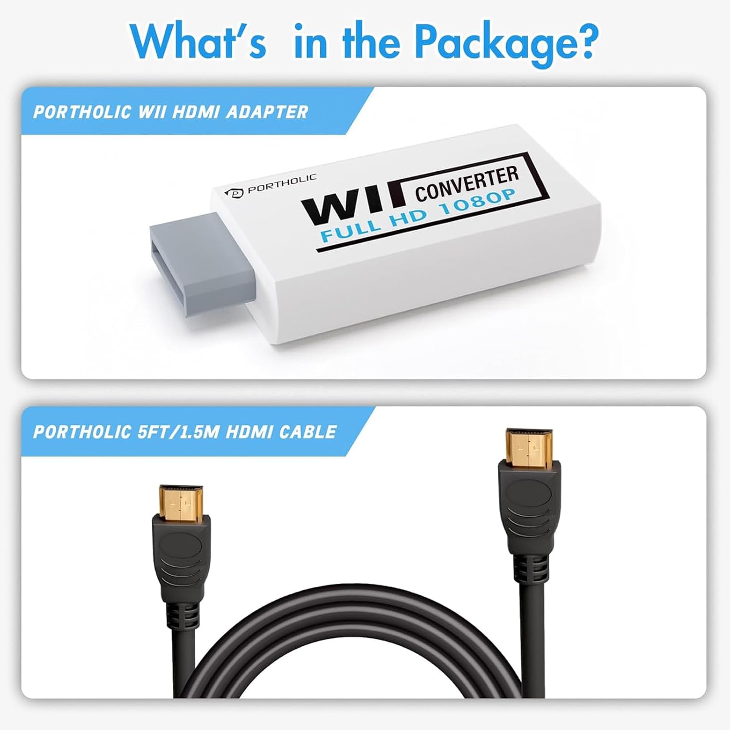Thumbnail 1 de PORTHOLIC Wii to HDMI Converter 1080P (Wii2HDMI) with 3.5mm Audio Jack