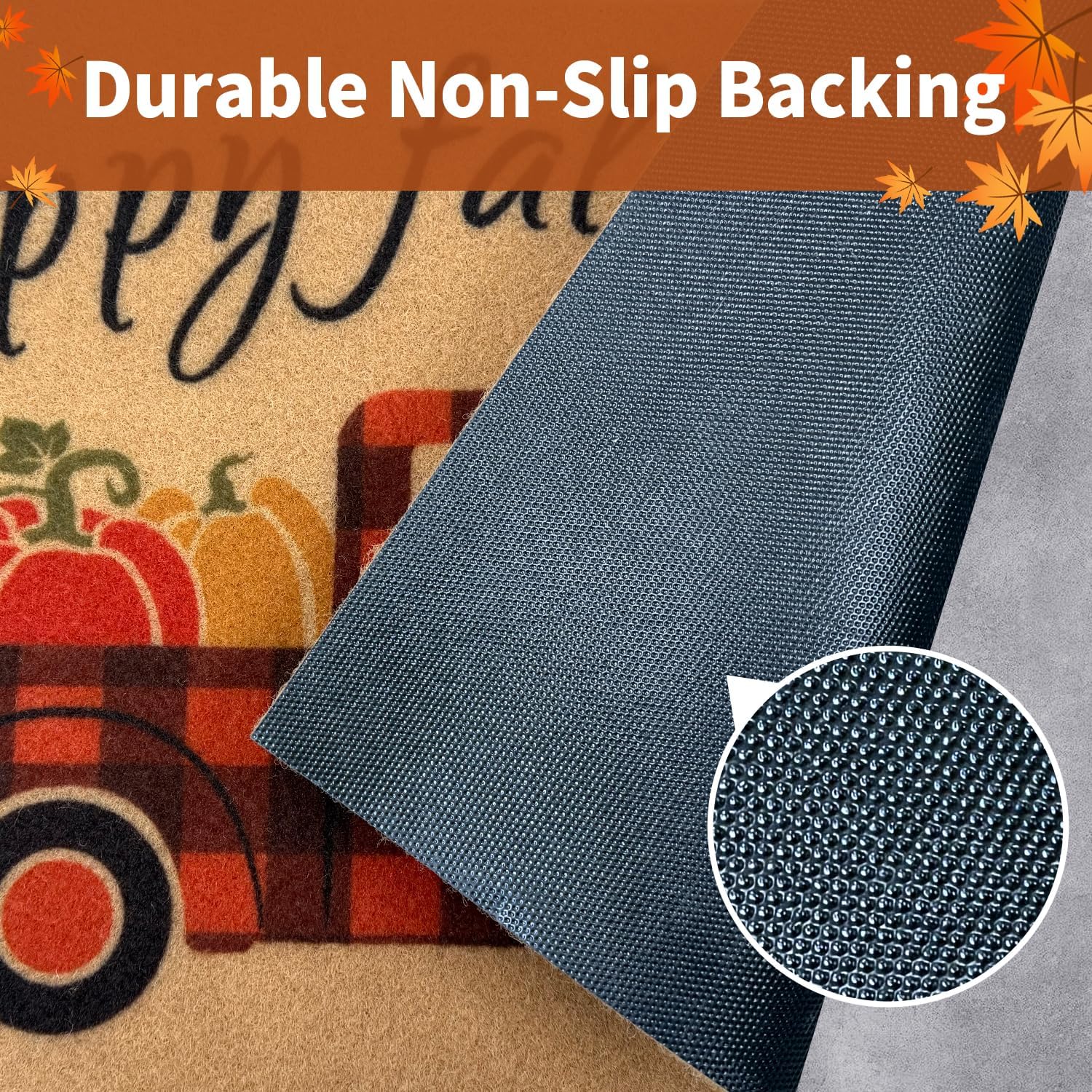 Thumbnail 3 de PKFEDR PK-DM-FBA Fall Doormat, Pumpkin Truck Print, Non-Slip, 17" x 30