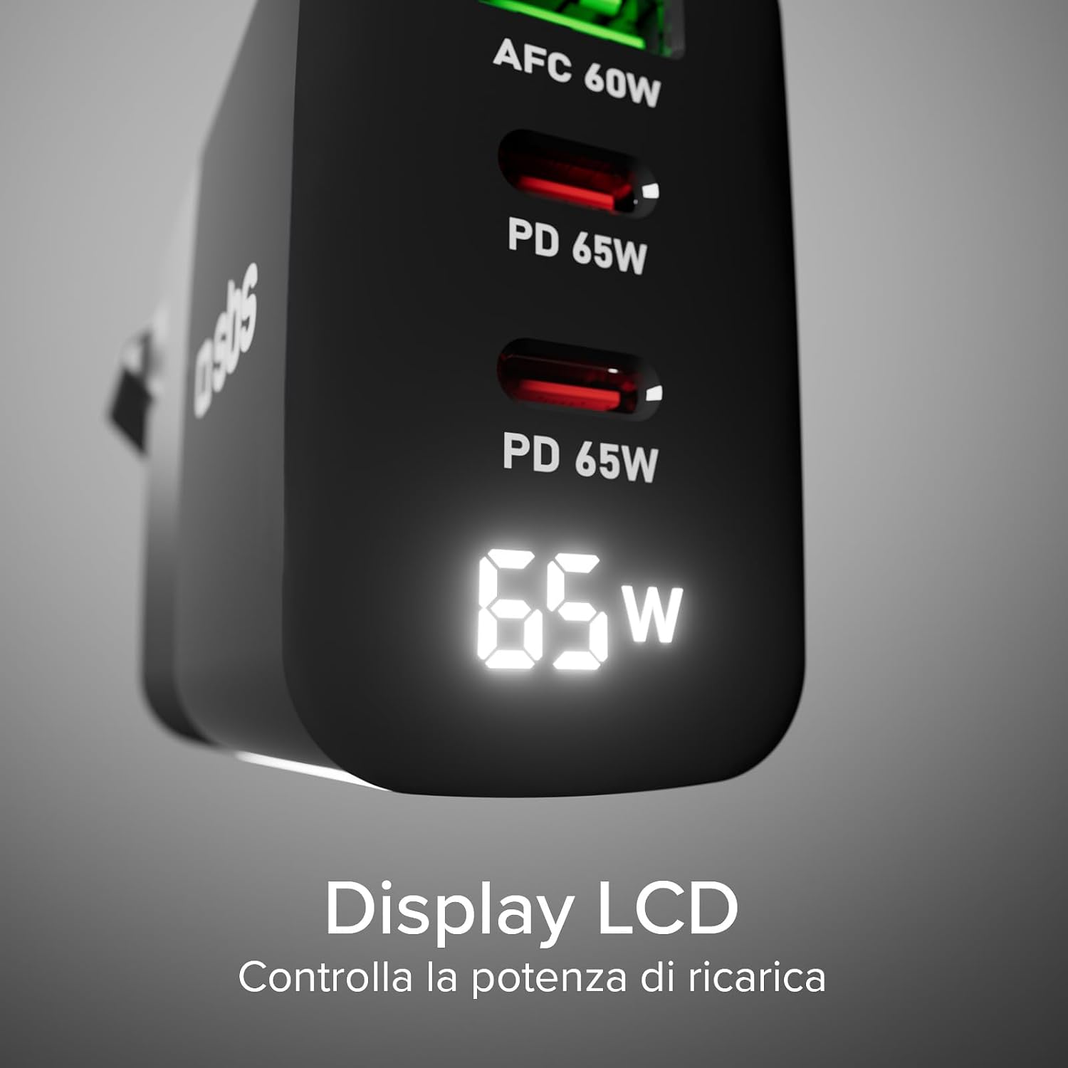 Detalle 2 de SBS Alimentatore LCD 65W GaN Power Delivery