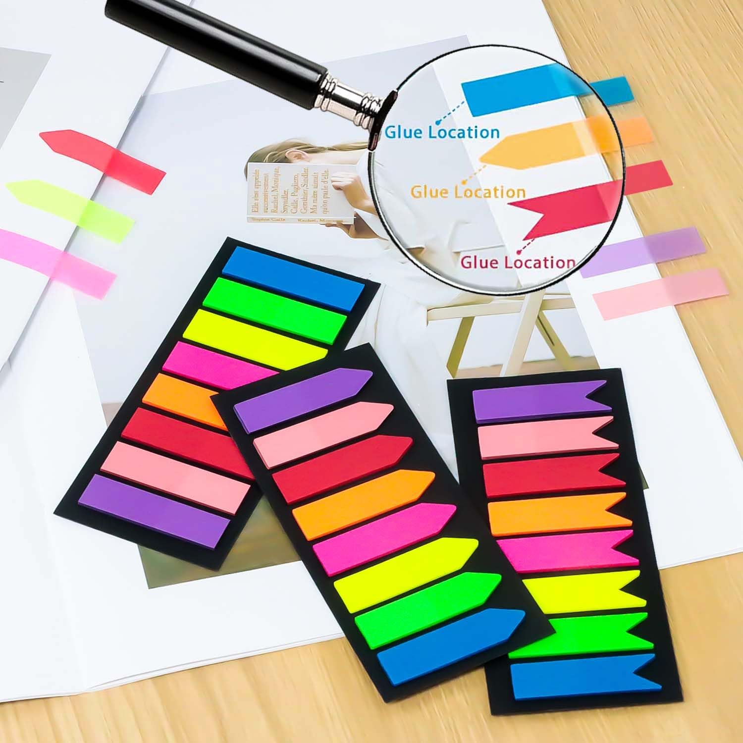 Detalle de Xcdhemde EU-BQZ plakmarkers, 1.200 stuks in 8 kleuren en 3 vormen