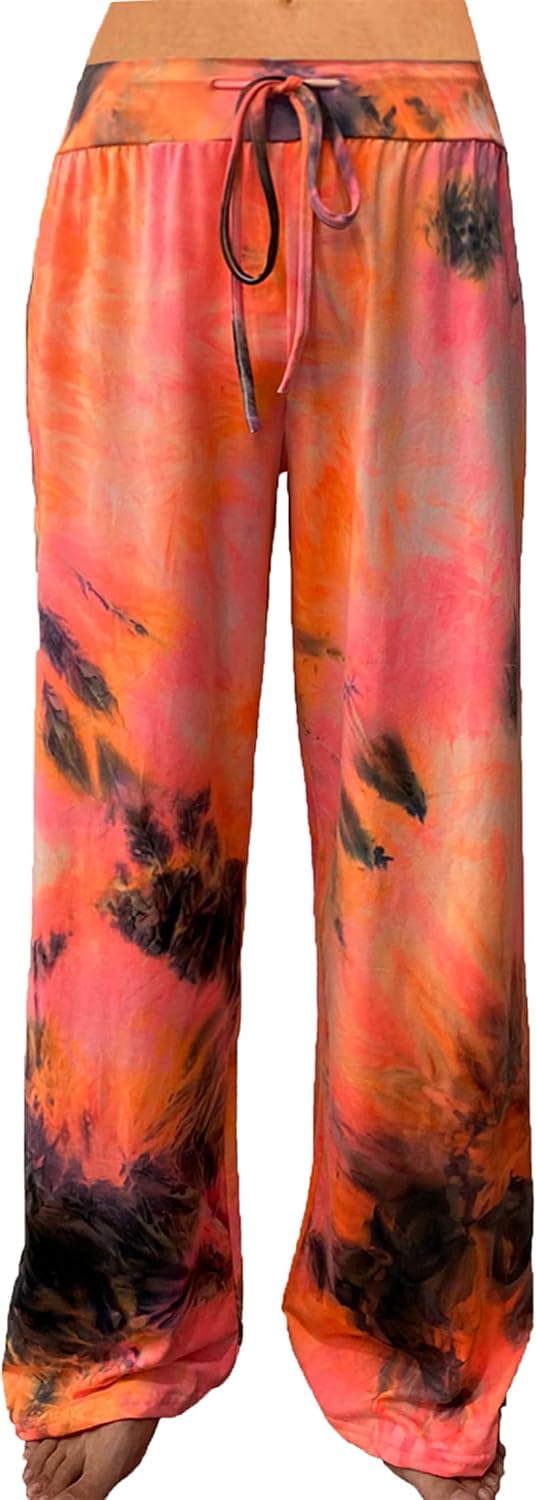 Detalle de cko Women's Comfy Casual Stretch Pajama Pants with Drawstring Palazzo Lounge Pants Wide Leg