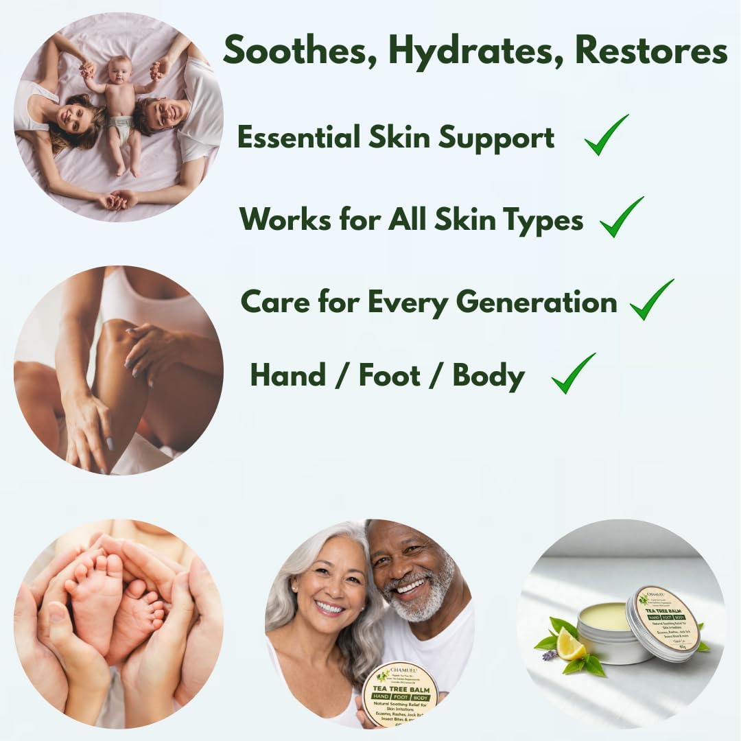 Thumbnail 5 de Chamuel Tea Tree Oil Balm – All Natural Hydrating Moisturizer (2-Pack) for Dry Skin & Rough Areas