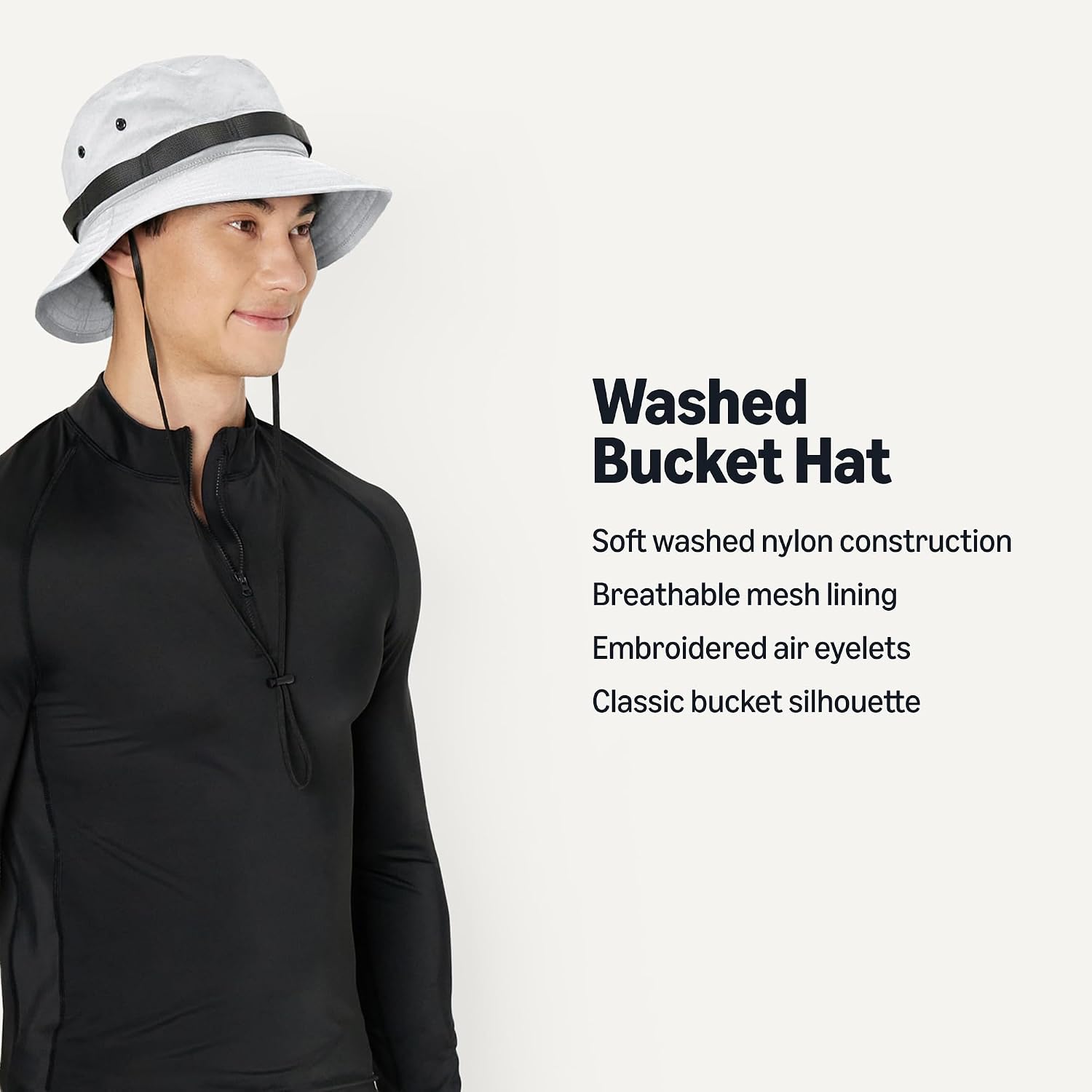 Thumbnail 1 de Amazon Essentials Men's Washed Nylon Outdoor Wide Brim Sun Bucket Hat