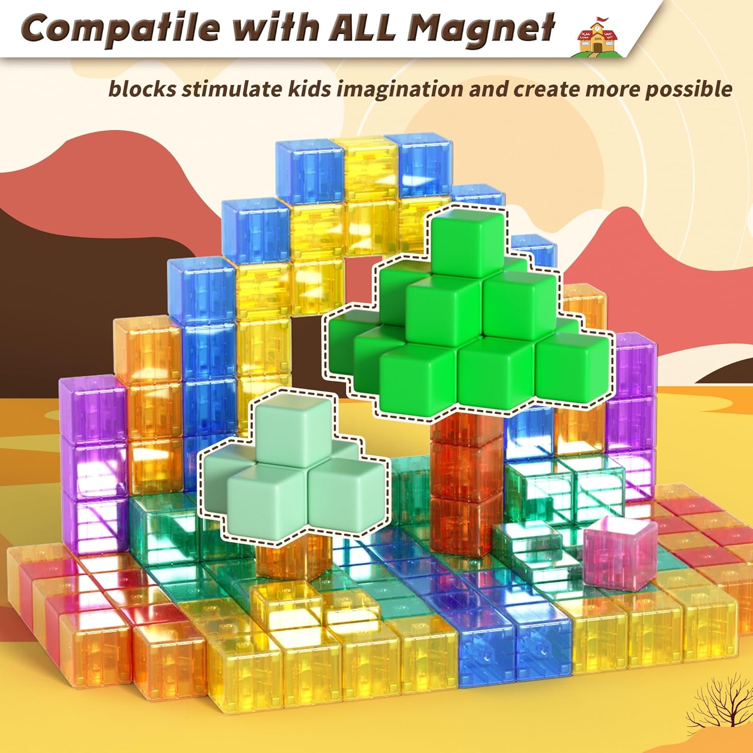 Thumbnail 6 de Apluses 45PCS Magnetic Blocks 45-piece set for toddlers 🧩