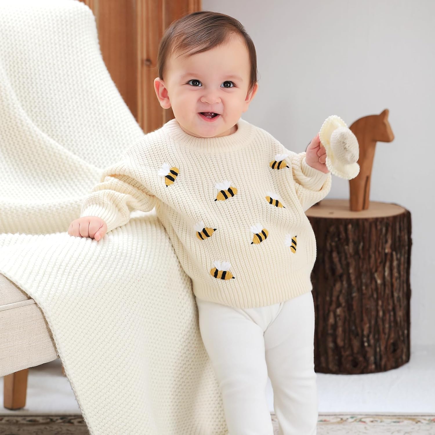 Thumbnail 2 de DovFanny Baby Knitted Jumper Toddler – Floral Detail Long Sleeve, Winter Warm Knitwear