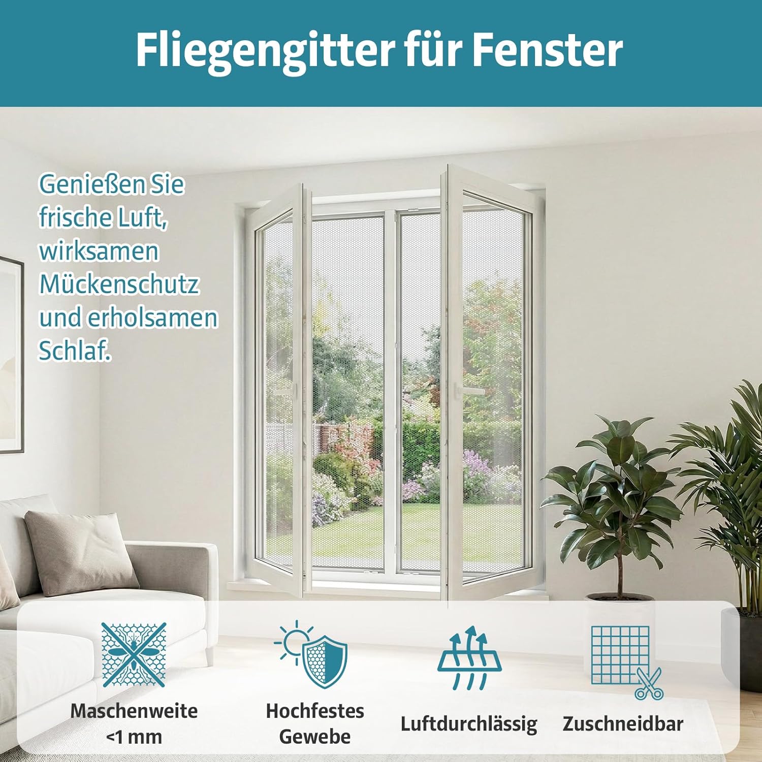 Detalle 2 de YANGTE Fliegengitter Fenster 130x150